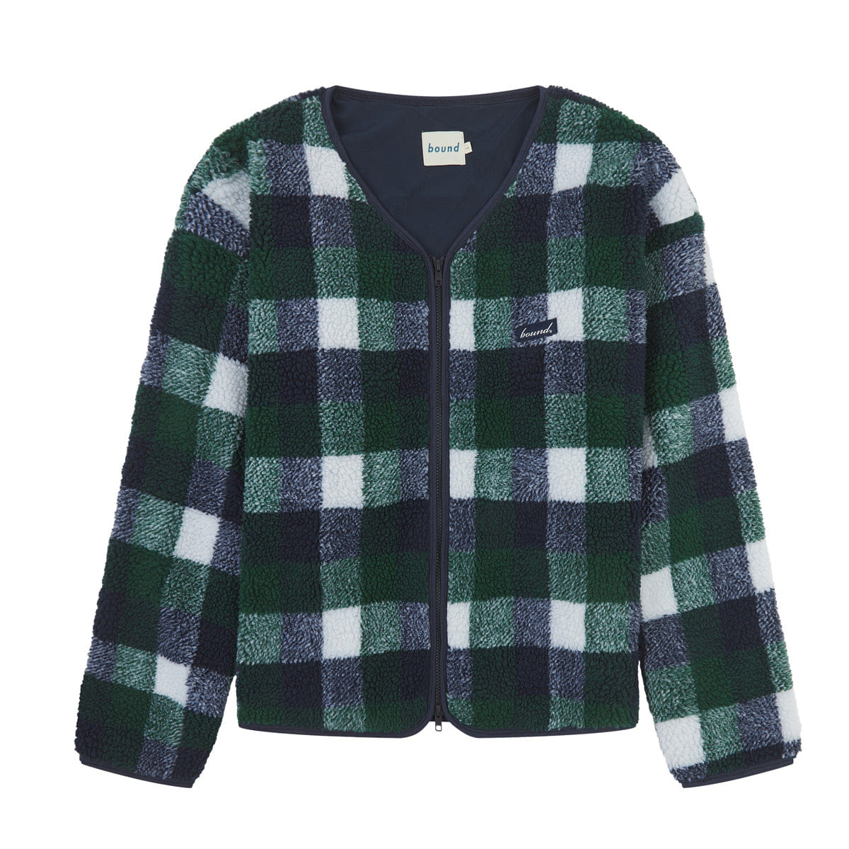 Bound Oxford Check Zip Up Fleece