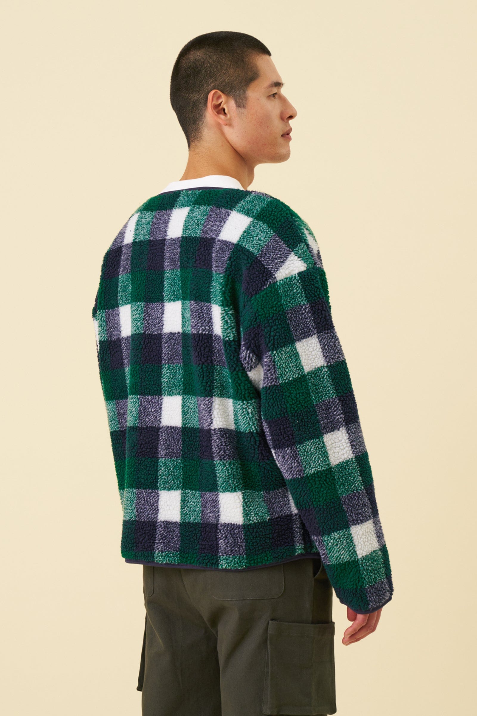 Bound Oxford Check Zip Up Fleece