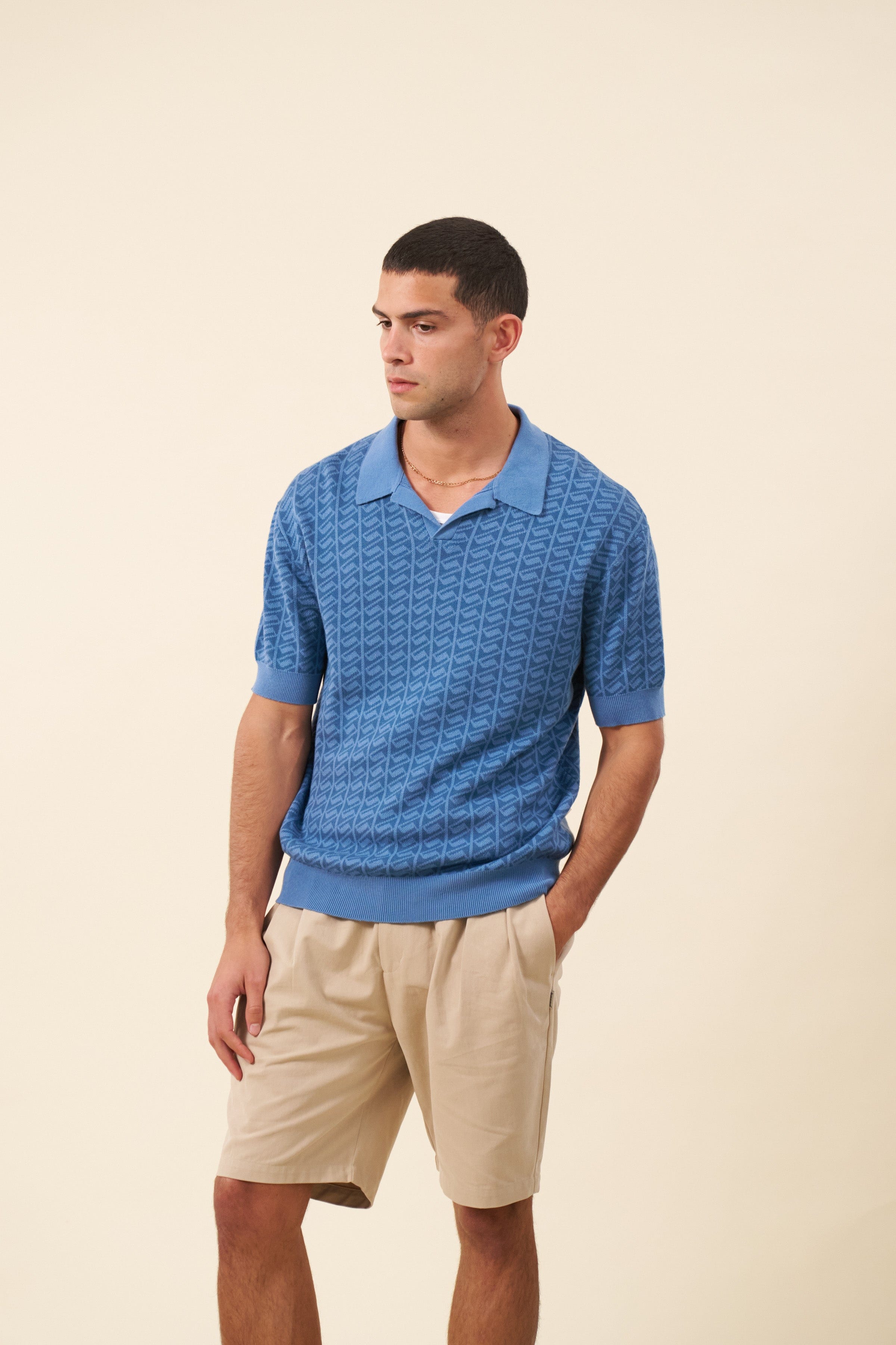 Bound Harris Knit Polo - Blue Ocean