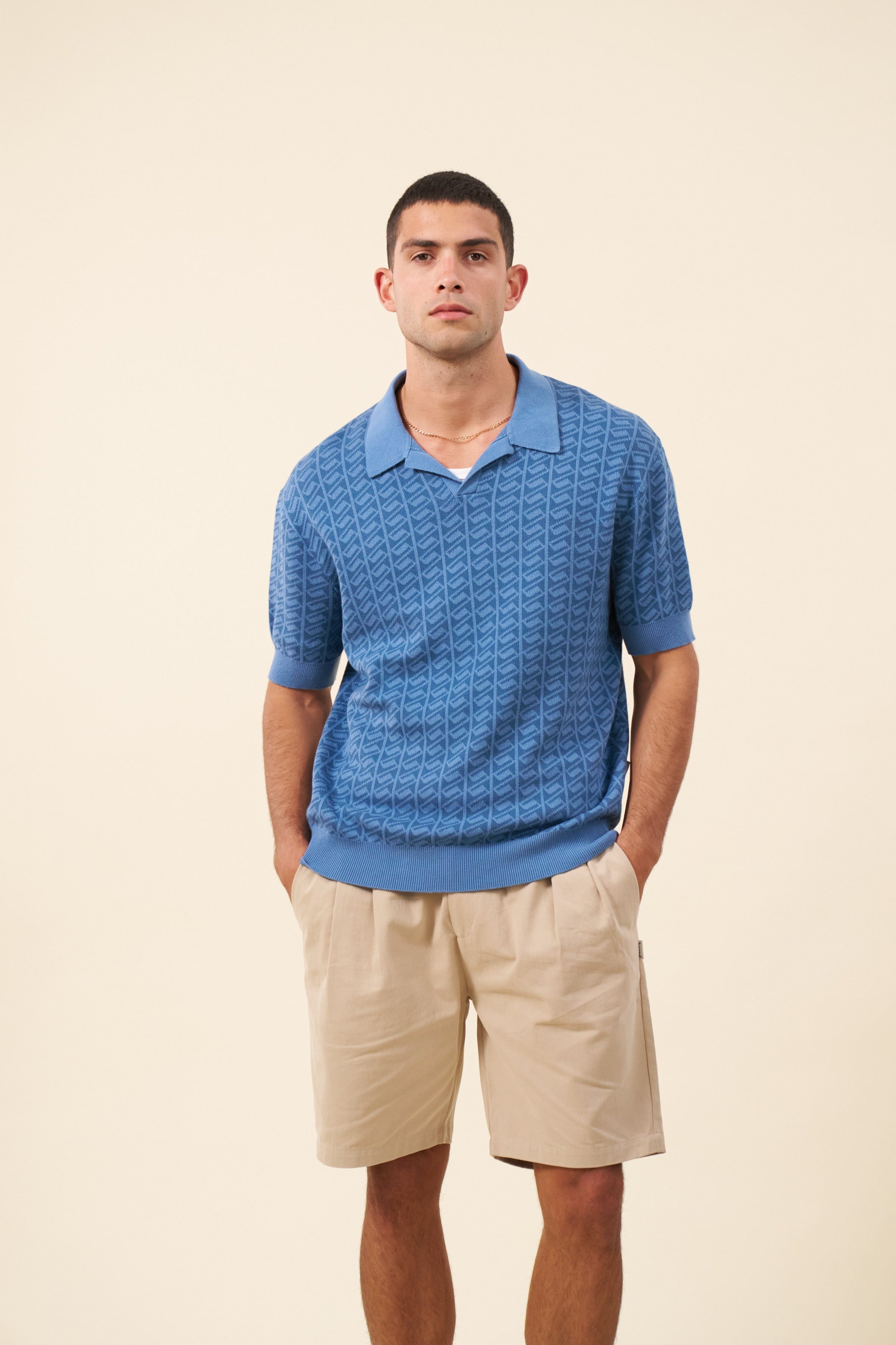 Bound Harris Knit Polo - Blue Ocean