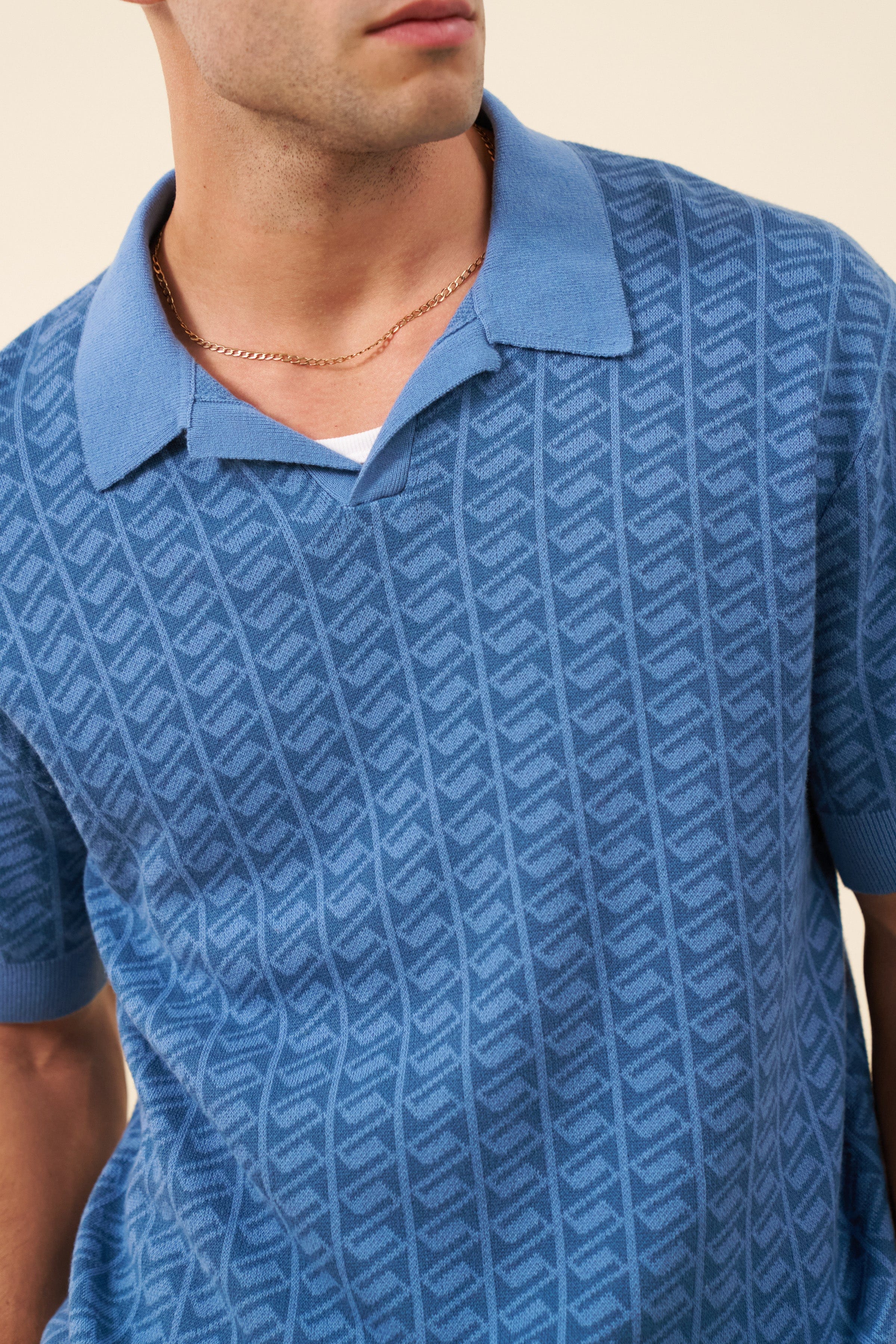 Bound Harris Knit Polo - Blue Ocean