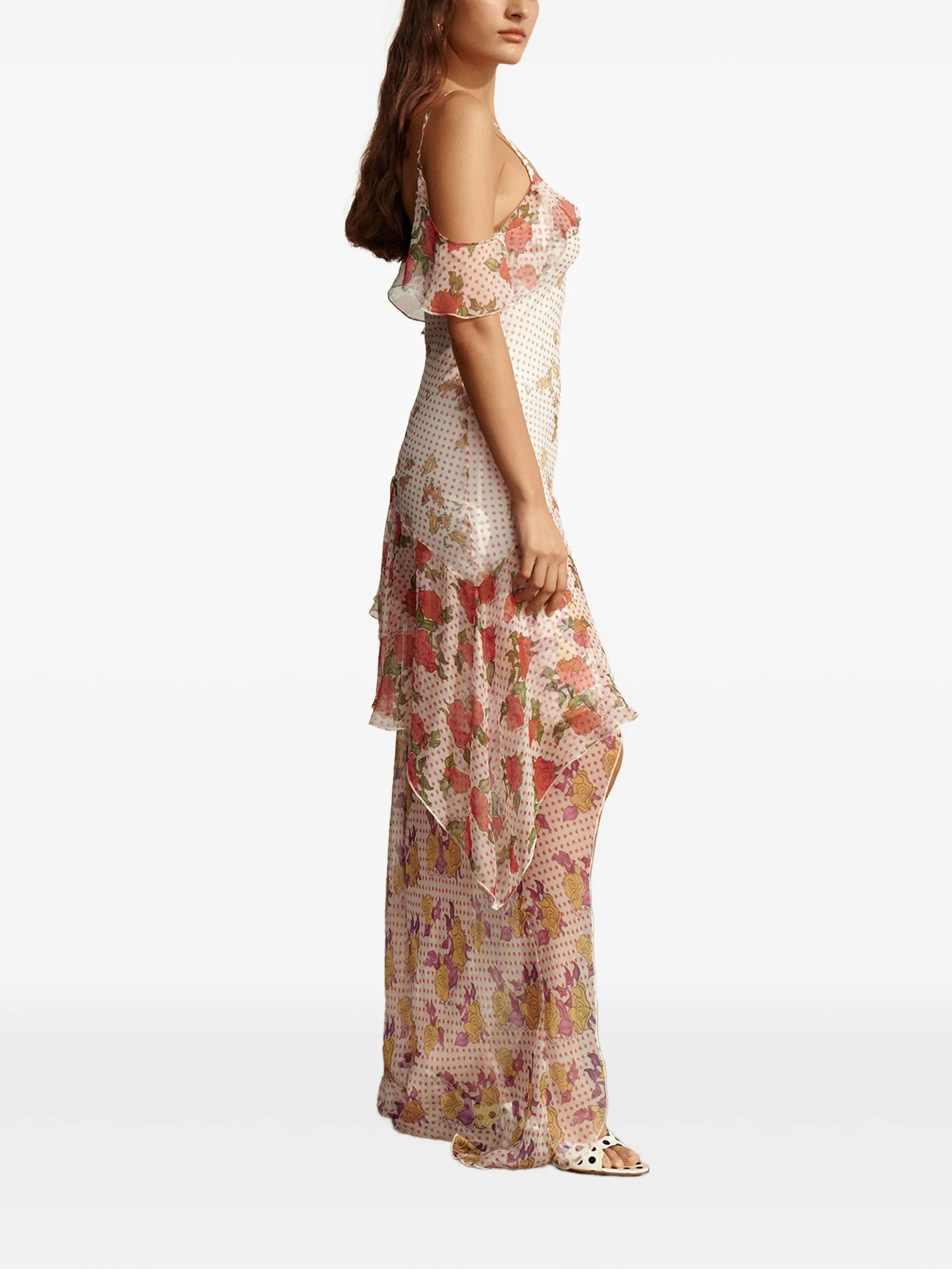Donde Esteban ruffled silk - chiffon maxi dress