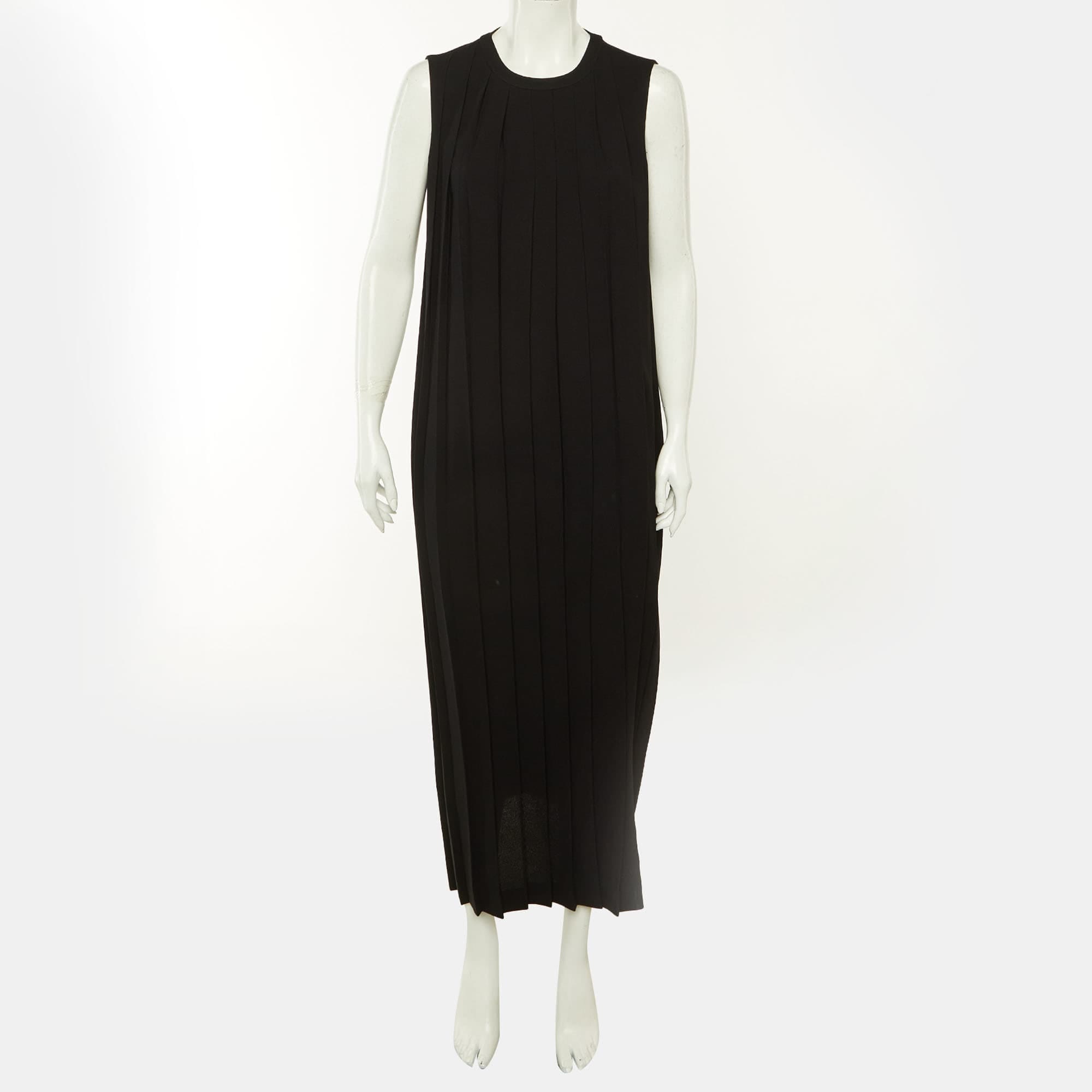 Neil Barrett Black Pleated Crepe Maxi Dress