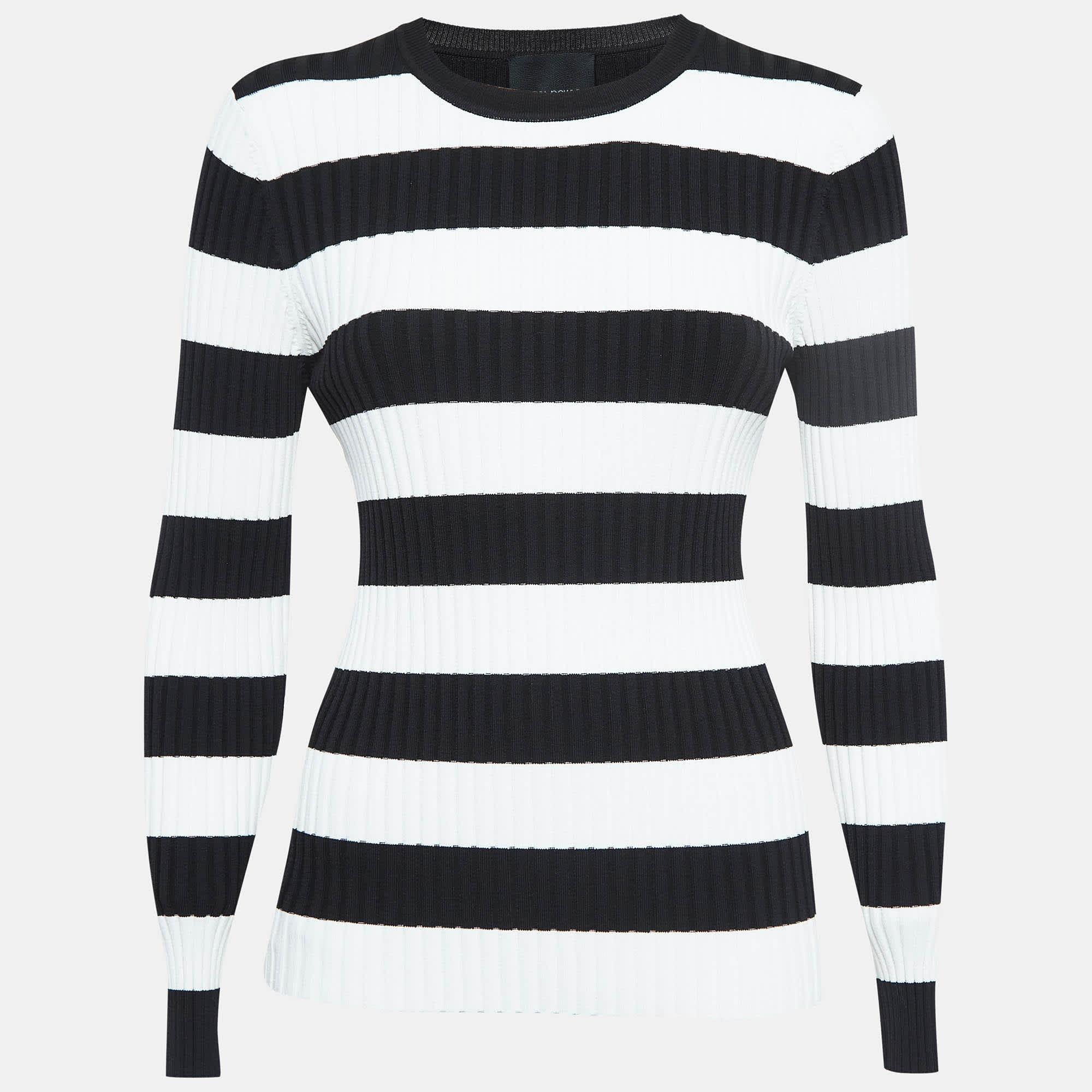 Cynthia Rowley Black/white Stripe Patterned Full Sleeve Sweater