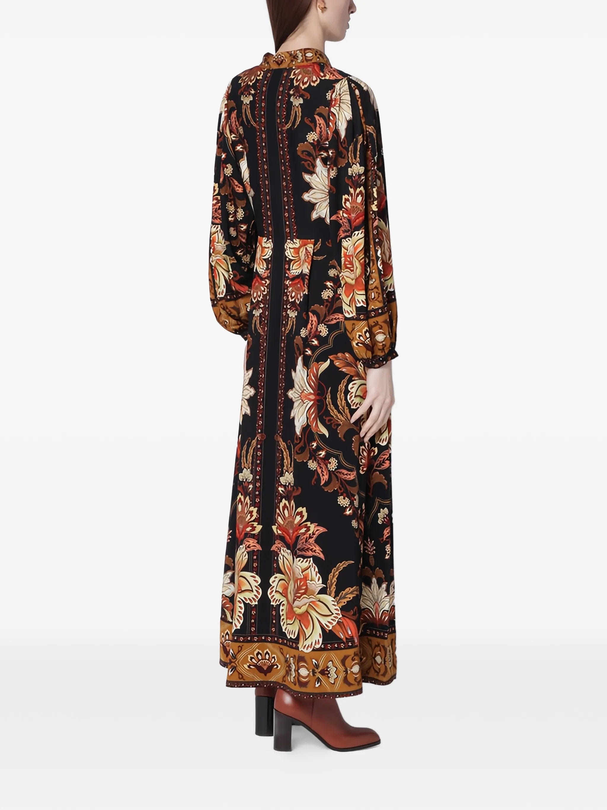 FARM Rio Black Majestic Garden buttoned maxi dress