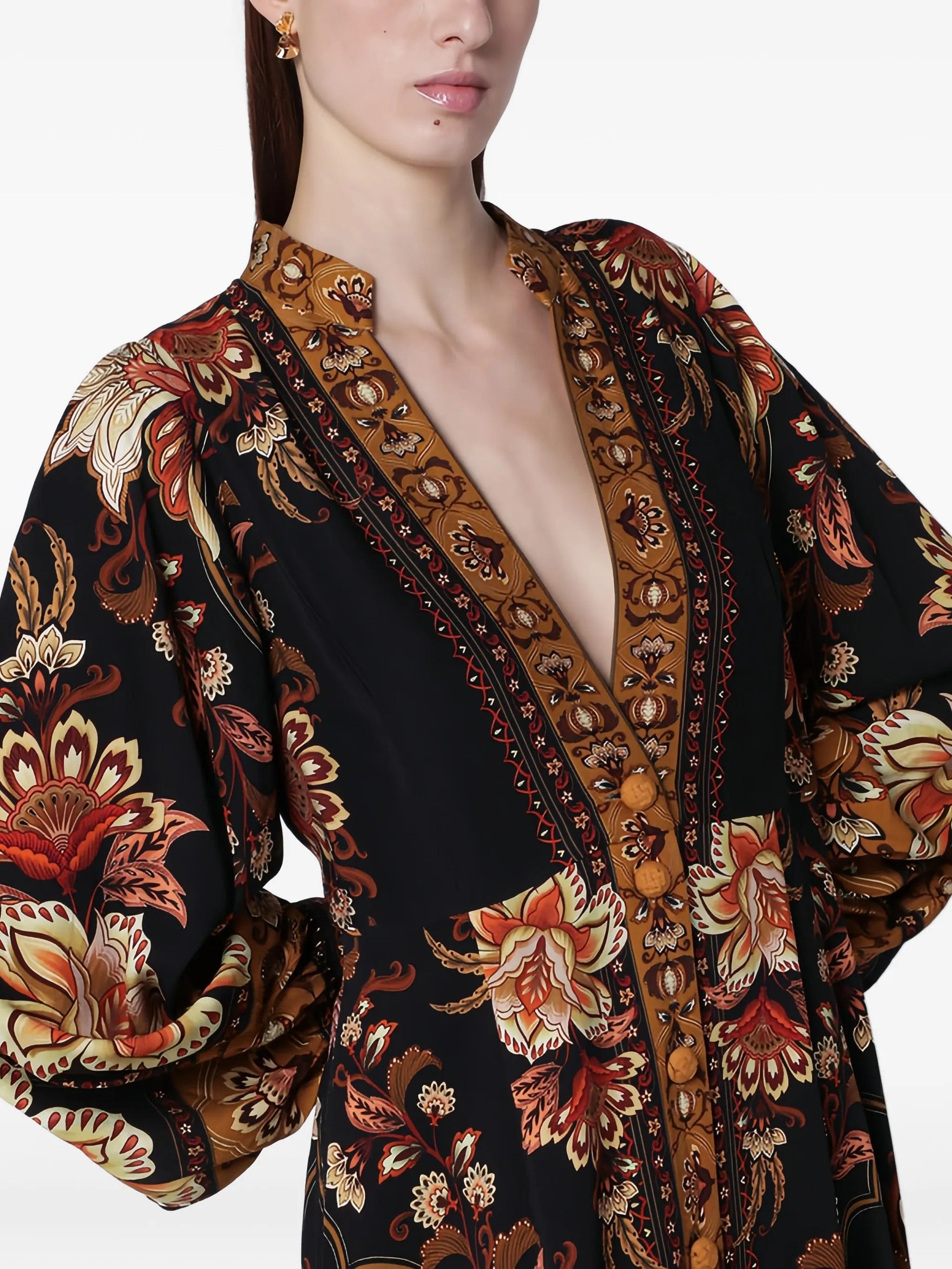 FARM Rio Black Majestic Garden buttoned maxi dress