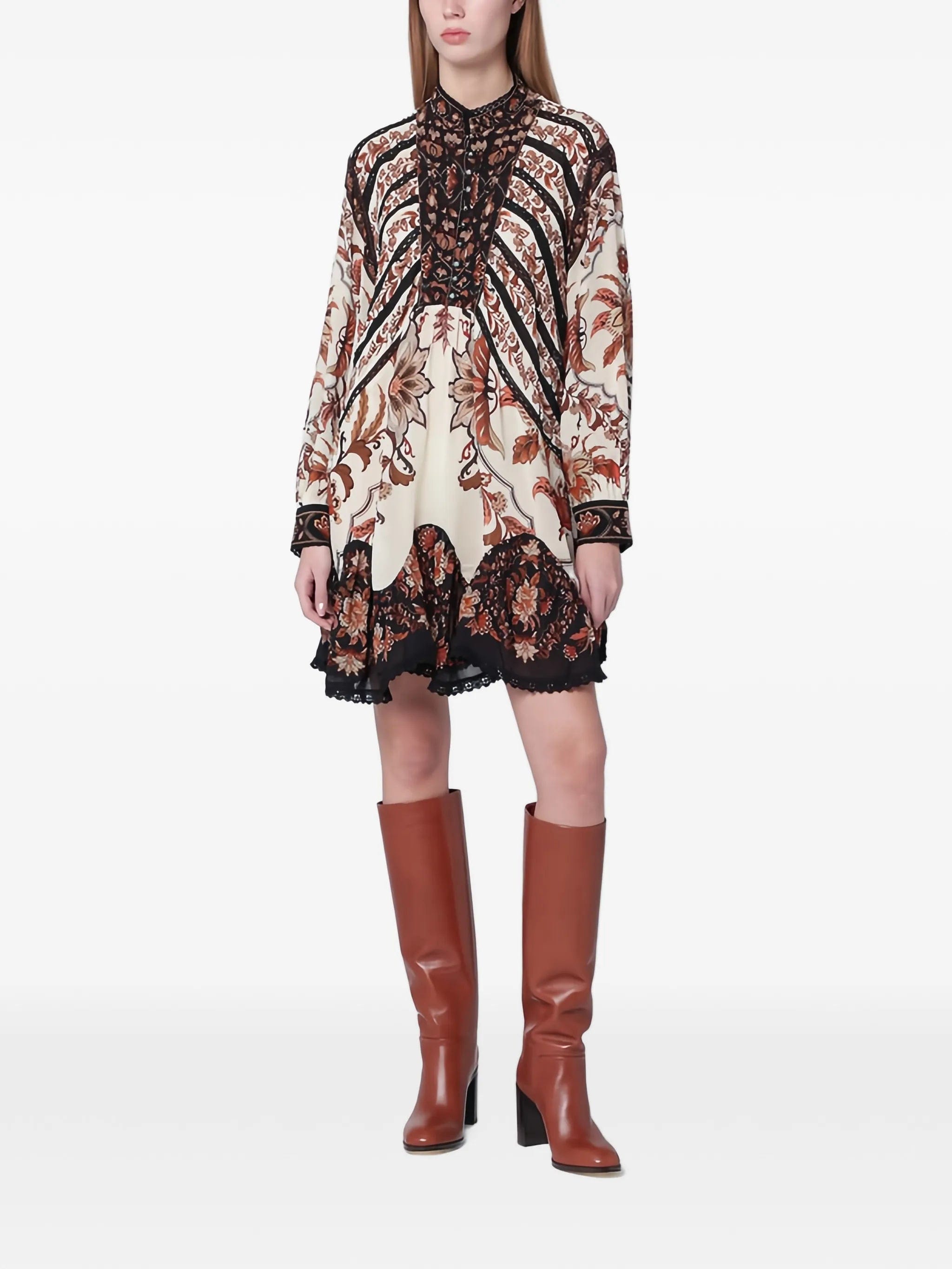 FARM Rio Majestic Garden long - sleeves mini dress