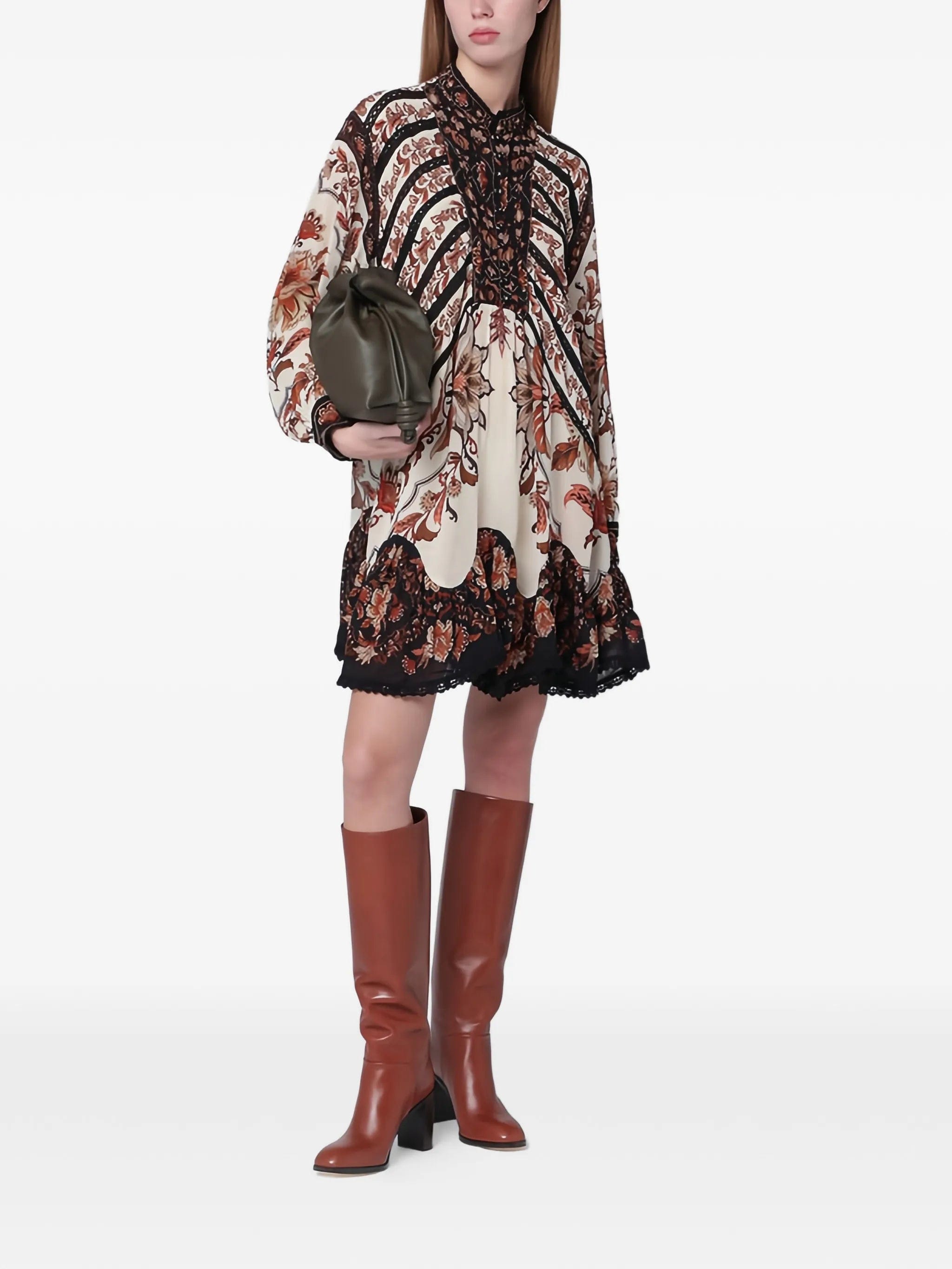 FARM Rio Majestic Garden long - sleeves mini dress