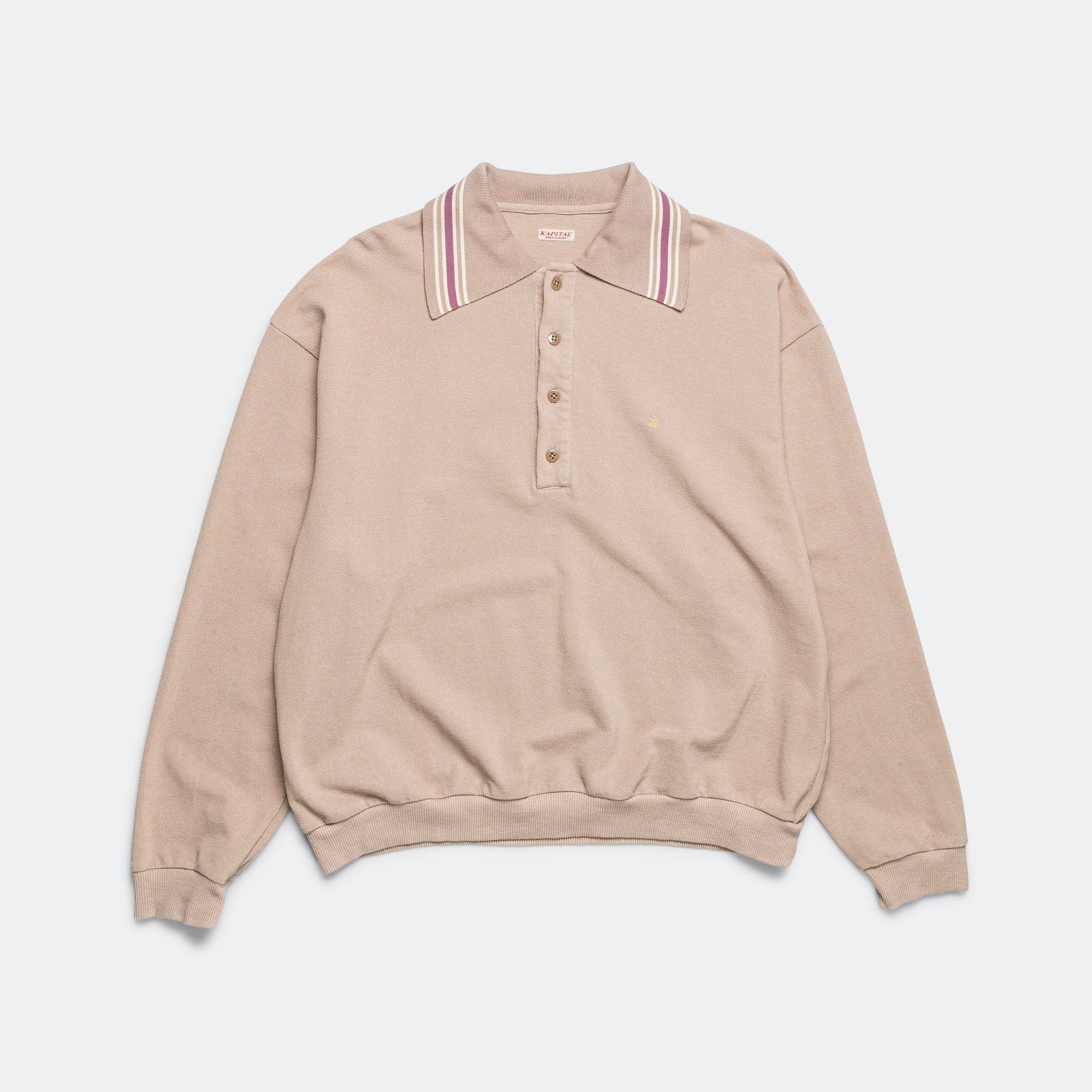 Kapital Piquet Large Pointed Collar Retro Polo - Beige