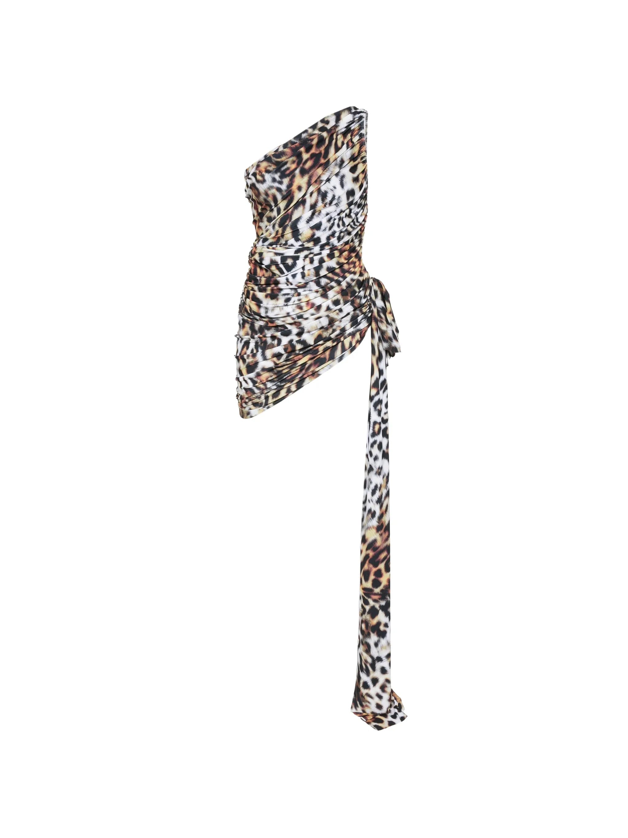 Norma Kamali Diana animal - print asymmetric mini dress