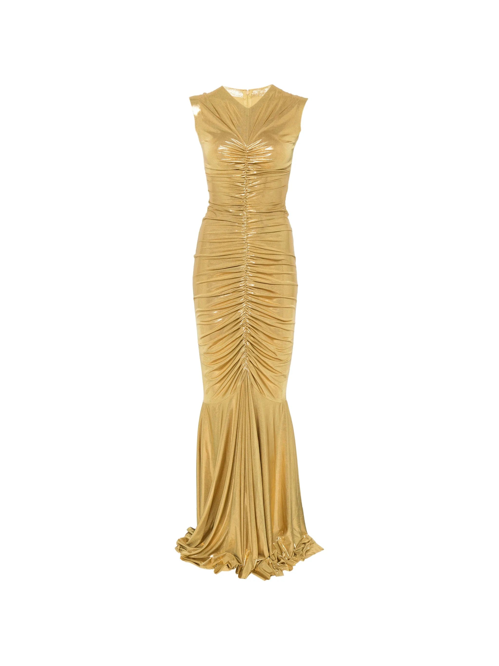 Norma Kamali shirred fishtail maxi dress