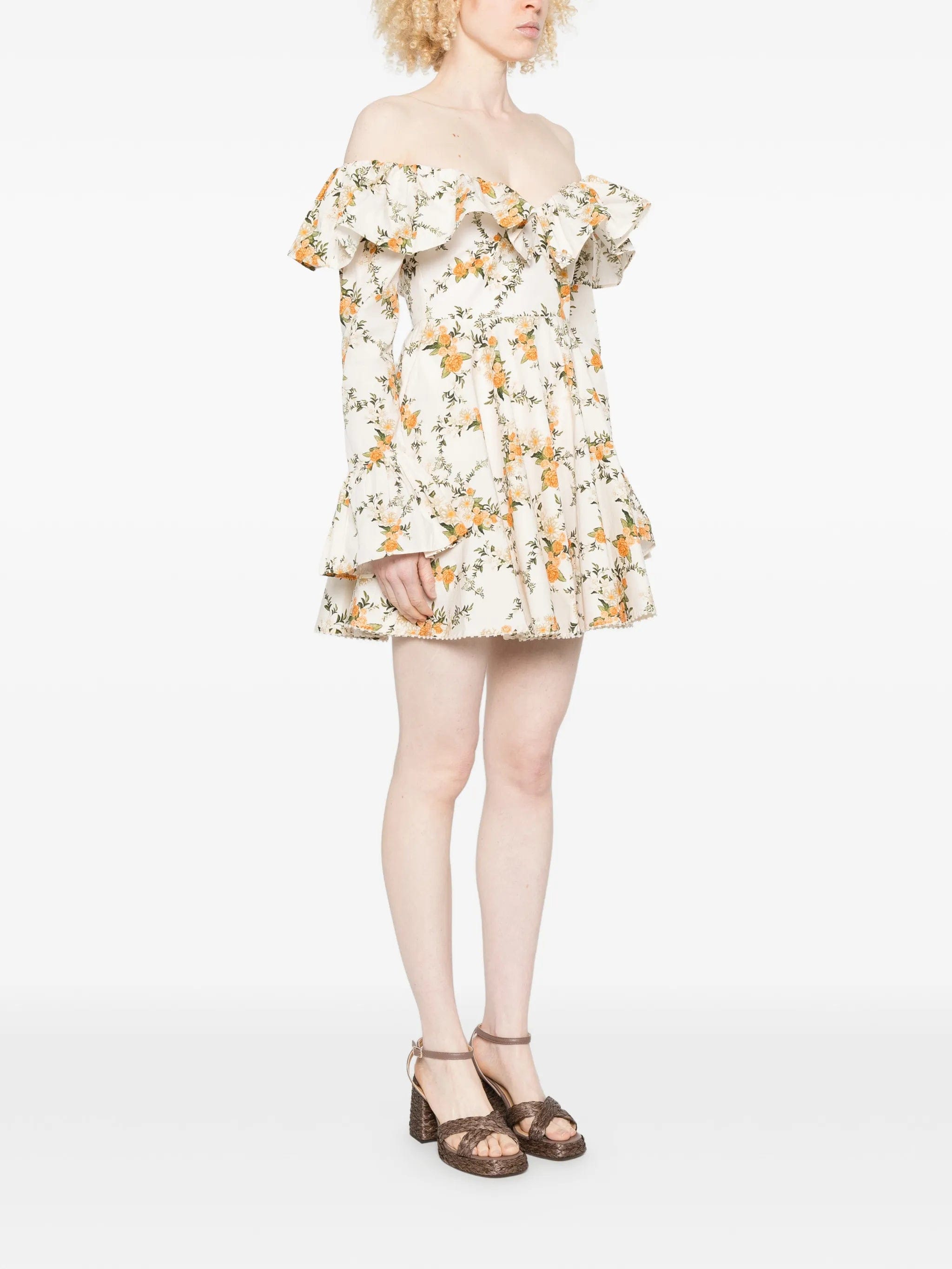 Agua by Agua Bendita ruffled floral - print mini dress