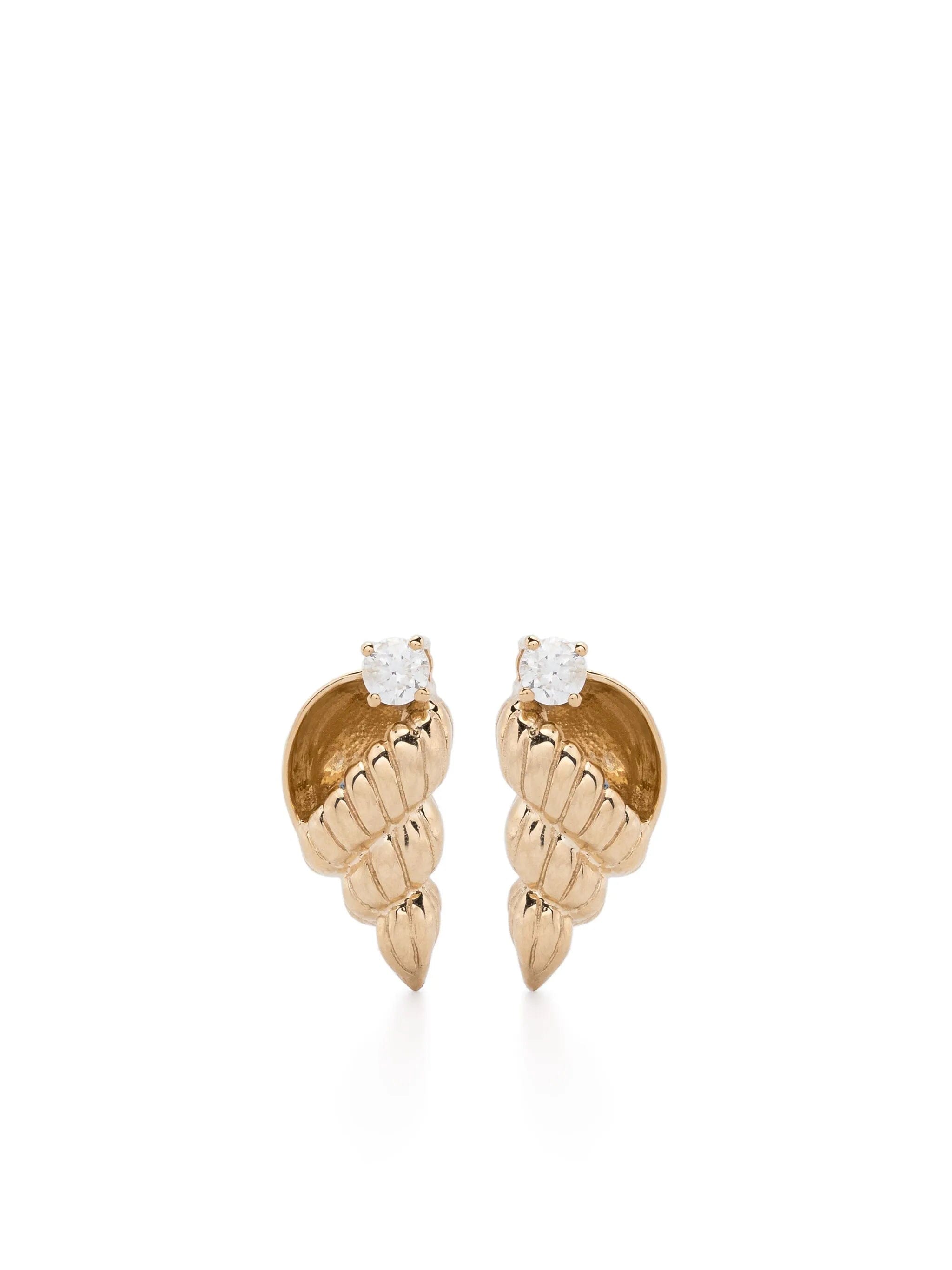 Yvonne Léon 9kt yellow gold Paire De Puces Nautilus diamond earrings