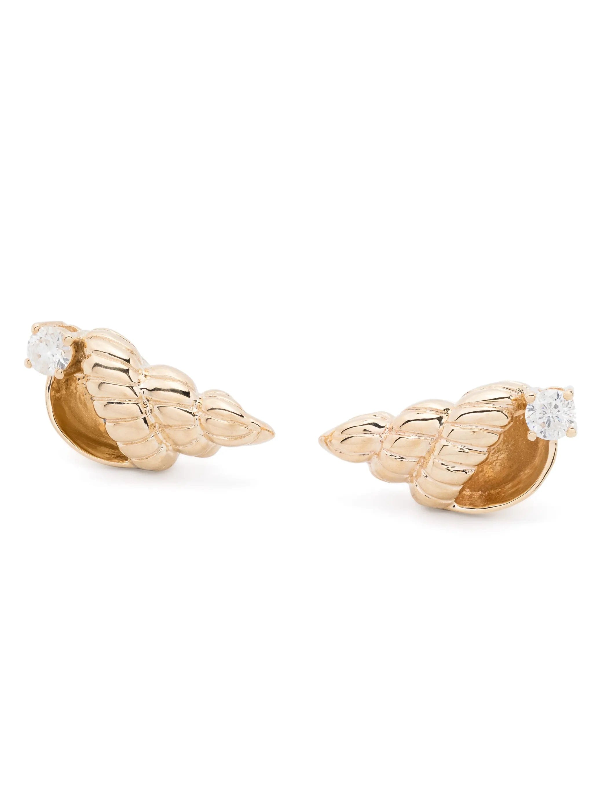 Yvonne Léon 9kt yellow gold Paire De Puces Nautilus diamond earrings