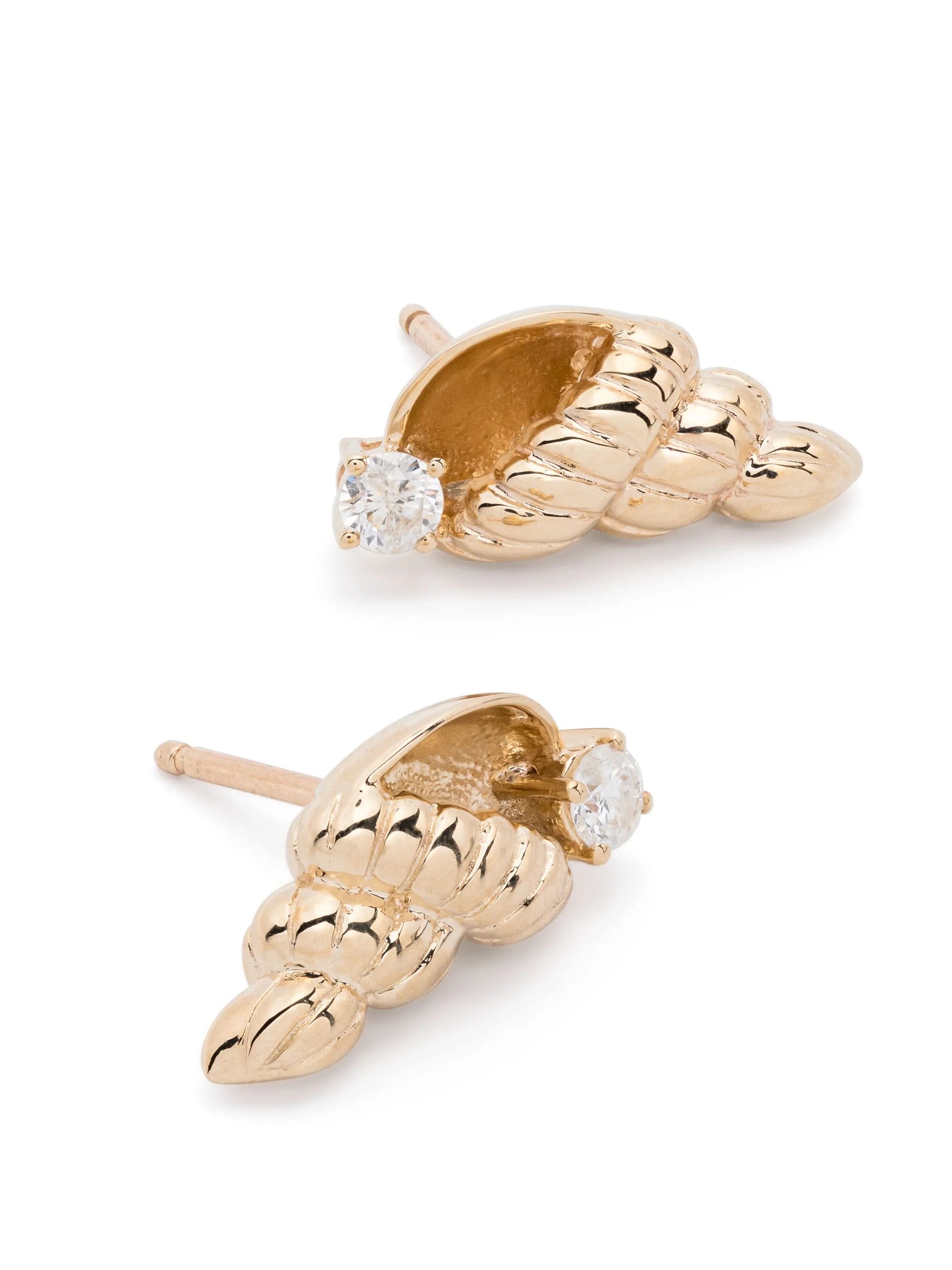 Yvonne Léon 9kt yellow gold Paire De Puces Nautilus diamond earrings