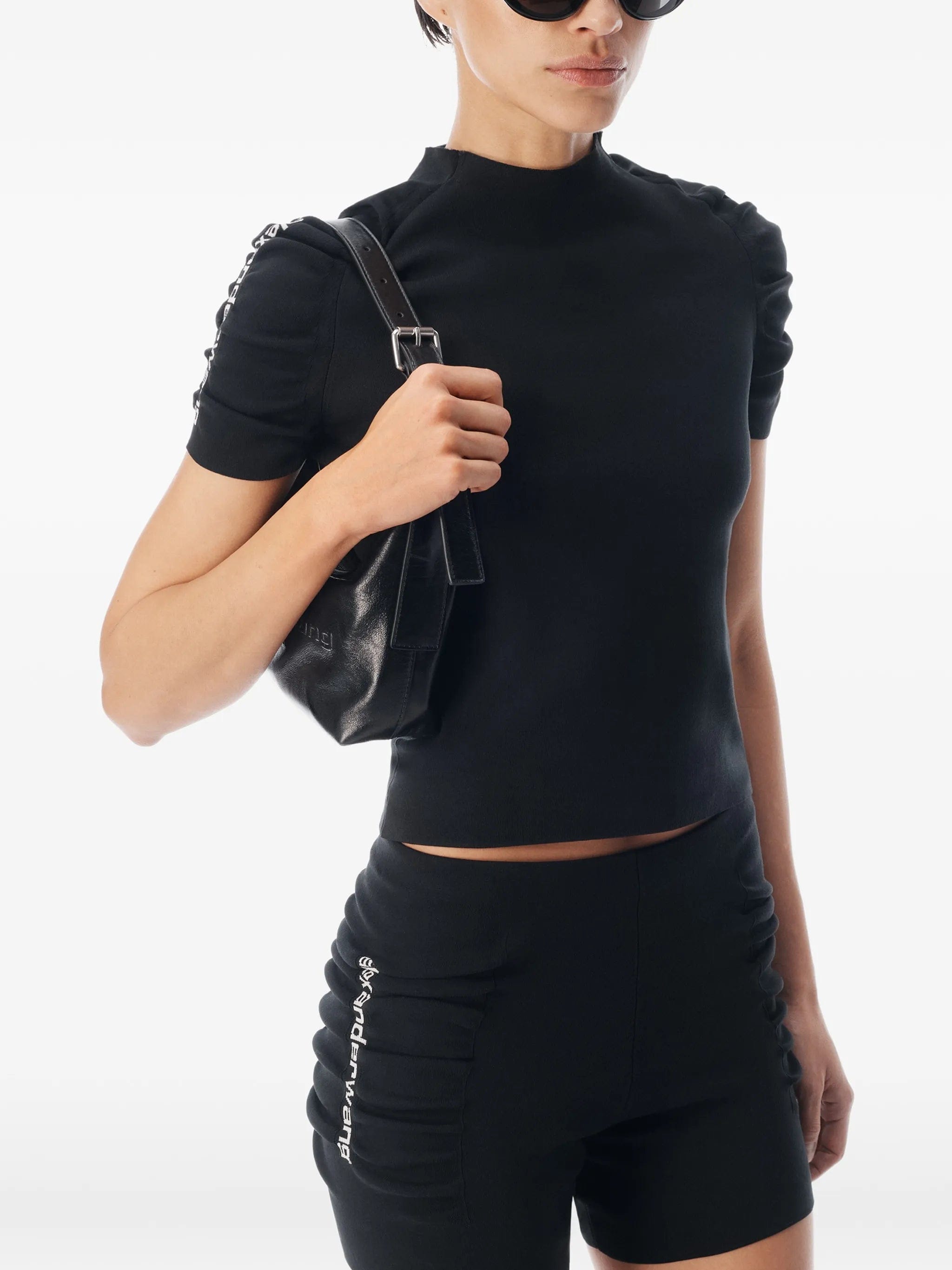 Alexander Wang ruched logo - tape T - shirt