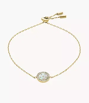 Fossil Merrit Northlight Collection Gold - Tone Stainless Steel Station Bracelet