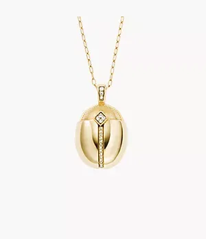 Fossil Sutton Scarab Gold - Tone Stainless Steel Pendant Necklace