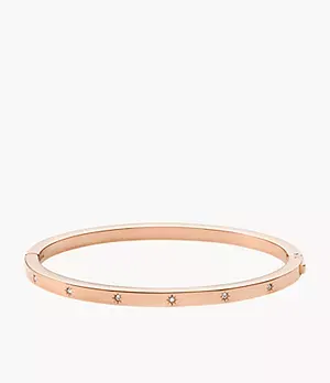 Fossil Sadie Shine Bright Rose Gold - Tone Stainless Steel Bangle Bracelet