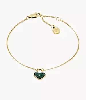 Fossil Sutton Modern Meadows Reconstituted Malachite Heart Chain Bracelet