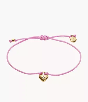 Fossil Sutton Mini Moments Dusty Pink Gold - Tone Brass Heart Bracelet