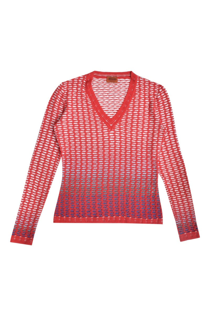 Missoni V - Neck Ombre Red Sweater