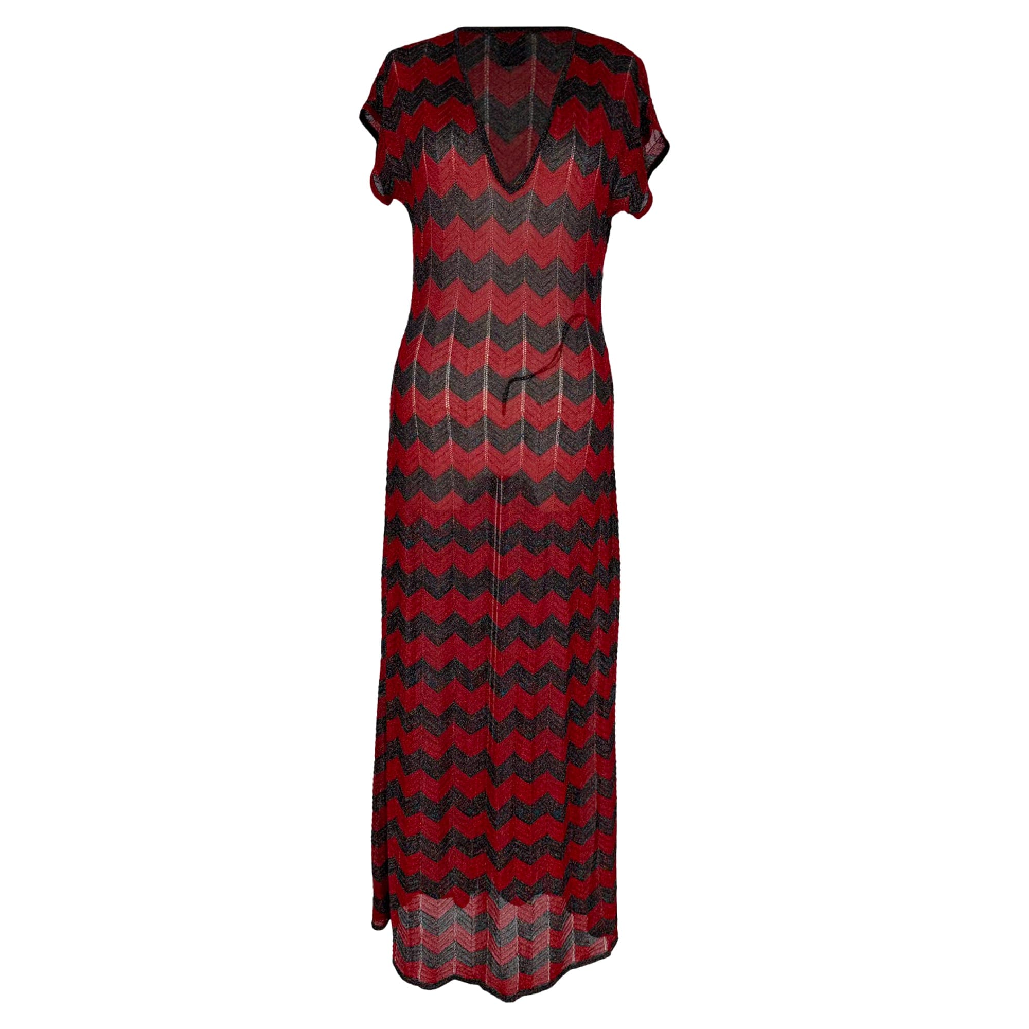 Missoni Chevron Maxi Dress in Red and Black Viscose