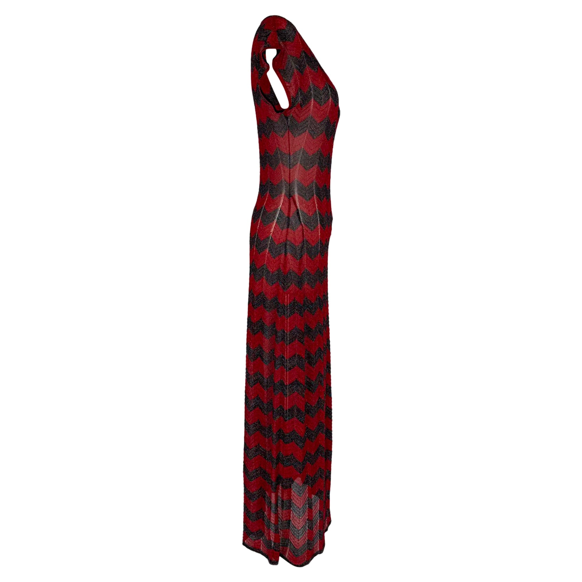 Missoni Chevron Maxi Dress in Red and Black Viscose