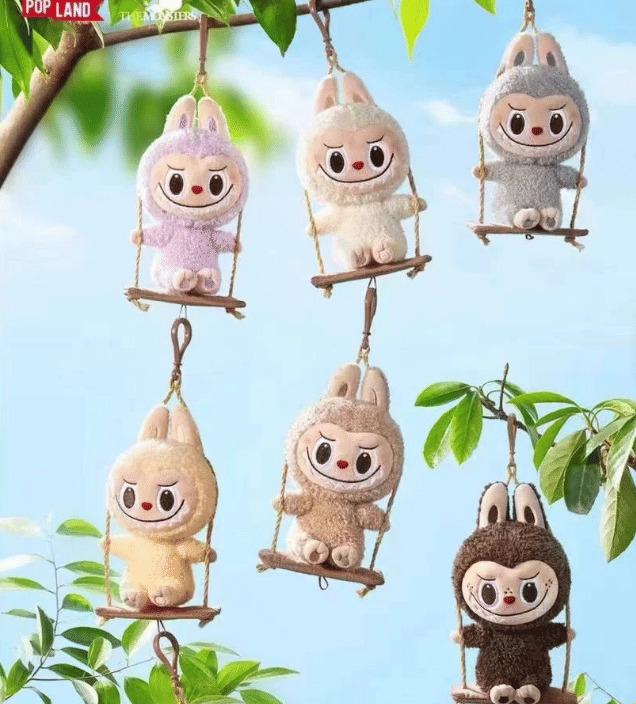 Taropudding Labubu Timber Workshop - Playing on Swing BLIND BOX Pendant by POP LAND