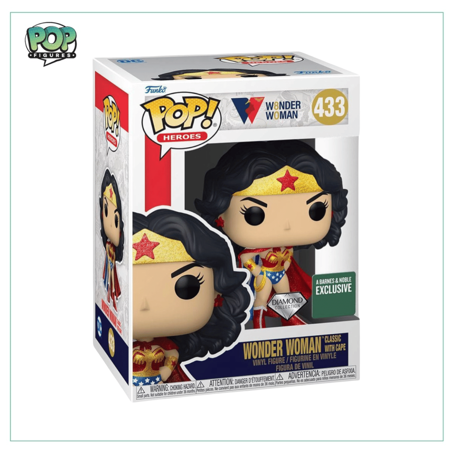 Funko Pop! Wonder Woman Classic With Cape (Diamond Collection) #433 Funko Pop! Wonder Woman - Barnes & Noble Exclusive