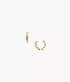Fossil Harlow Linear Texture Gold - Tone Stainless Steel Hoop Earrings