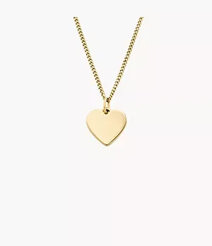 Fossil Ellis Heart Gold - Tone Stainless Steel Necklace
