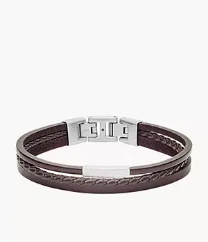 Fossil Brown Multi - Strand Leather Bracelet