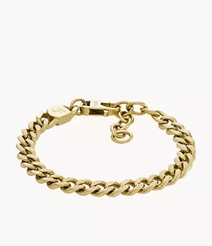 Fossil Harlow Linear Texture Chain Gold - Tone Stainless Steel Bracelet