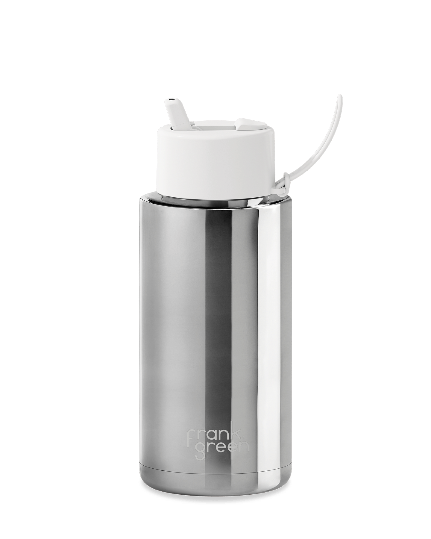 Frank Green 1 l Ceramic Reusable Bottle (Chrome Silver/Cloud)