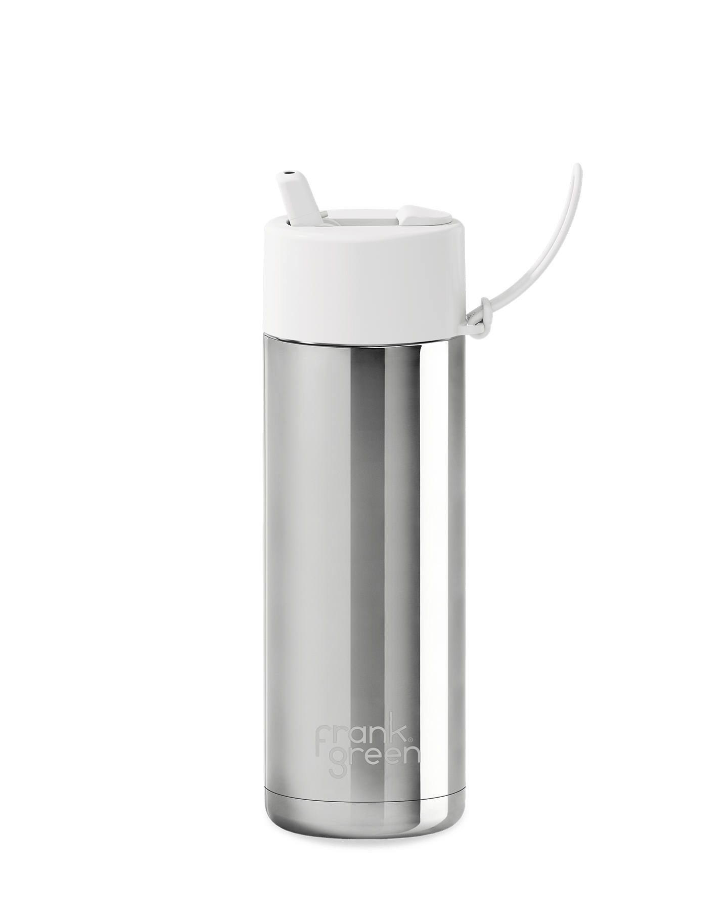 Frank Green 595 ml Ceramic Reusable Bottle (Chrome Silver/Cloud)