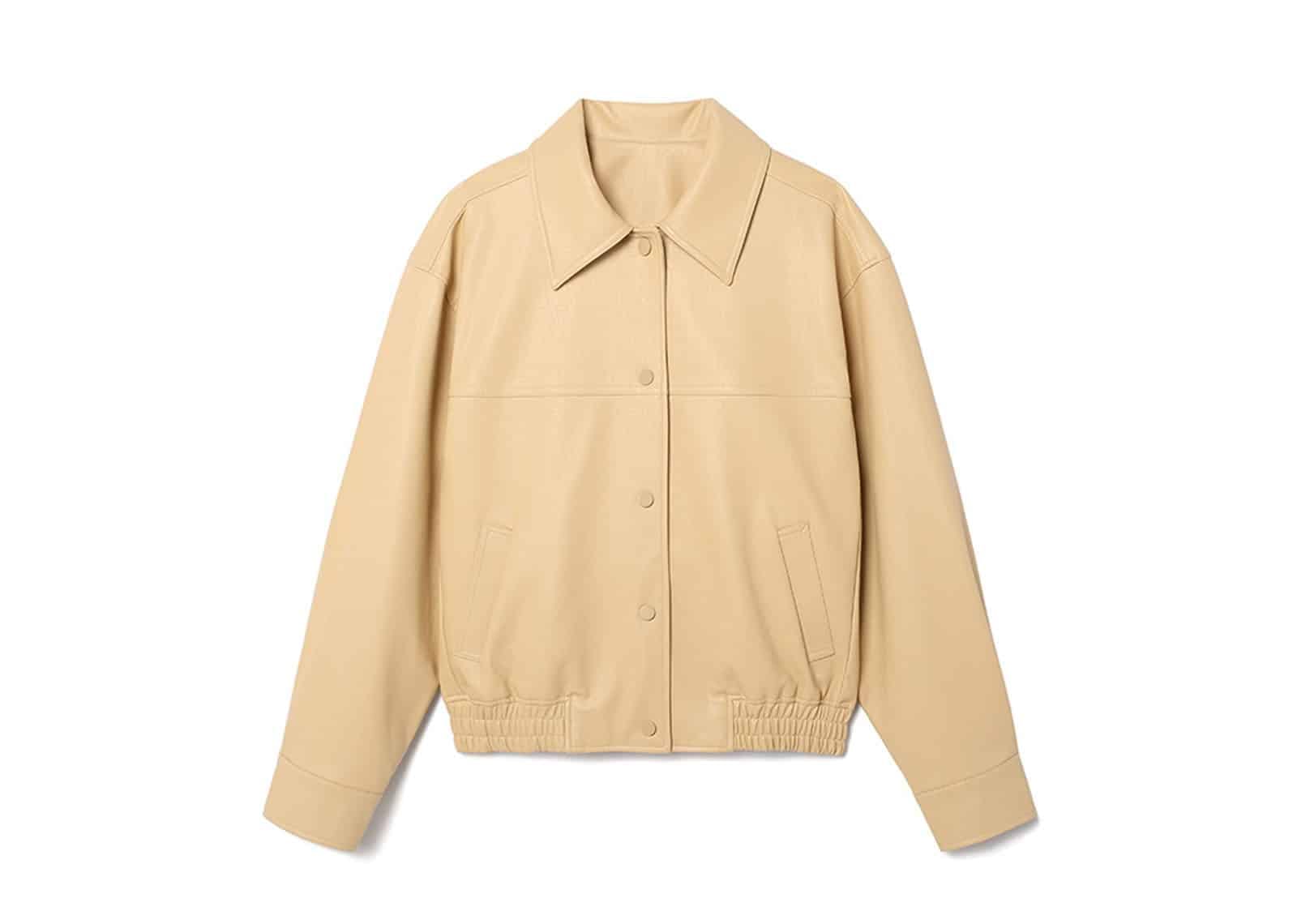 Rolarola Leather Bomber Jacket Beige