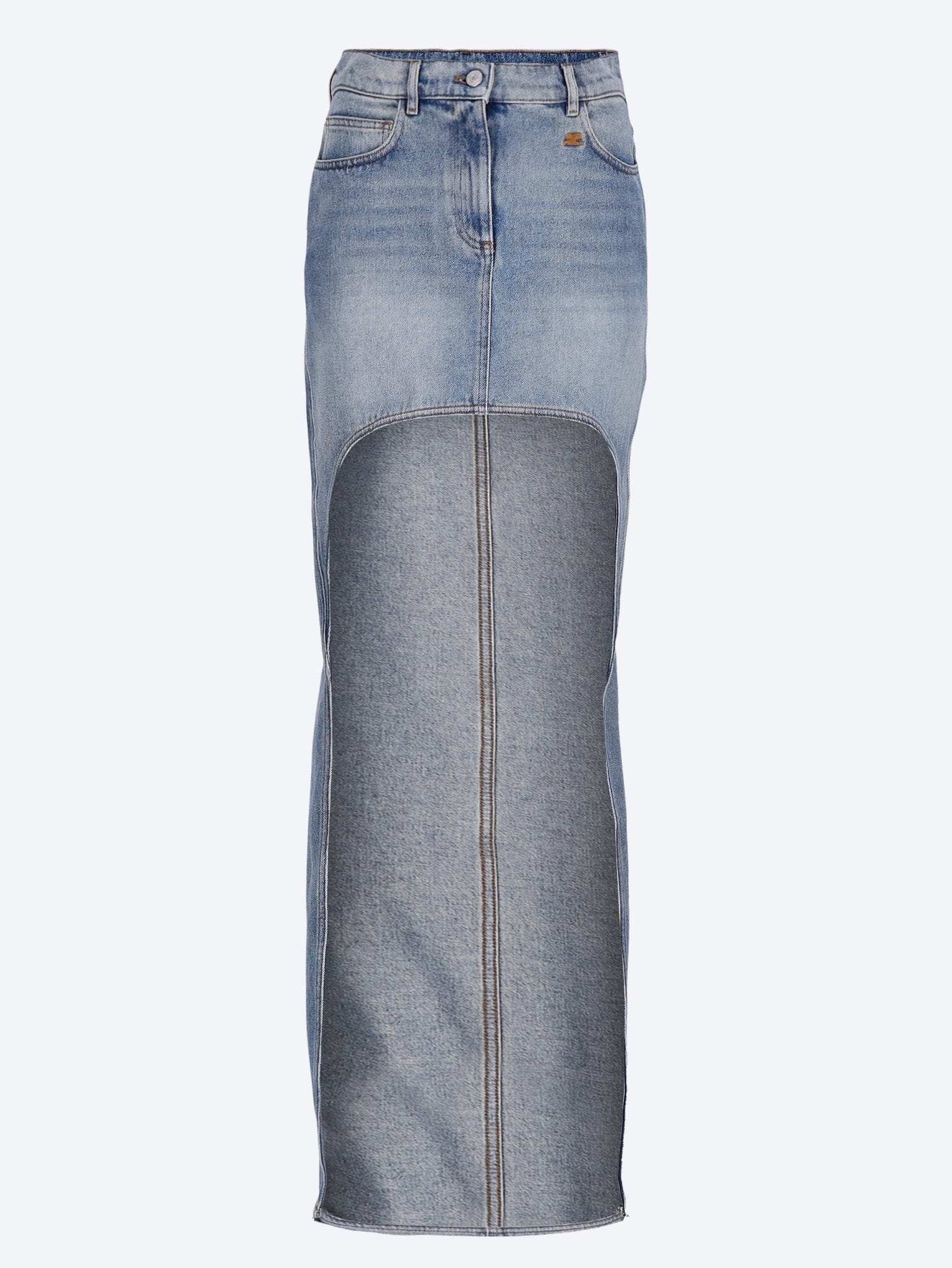 Courreges Circle edged denim skirt