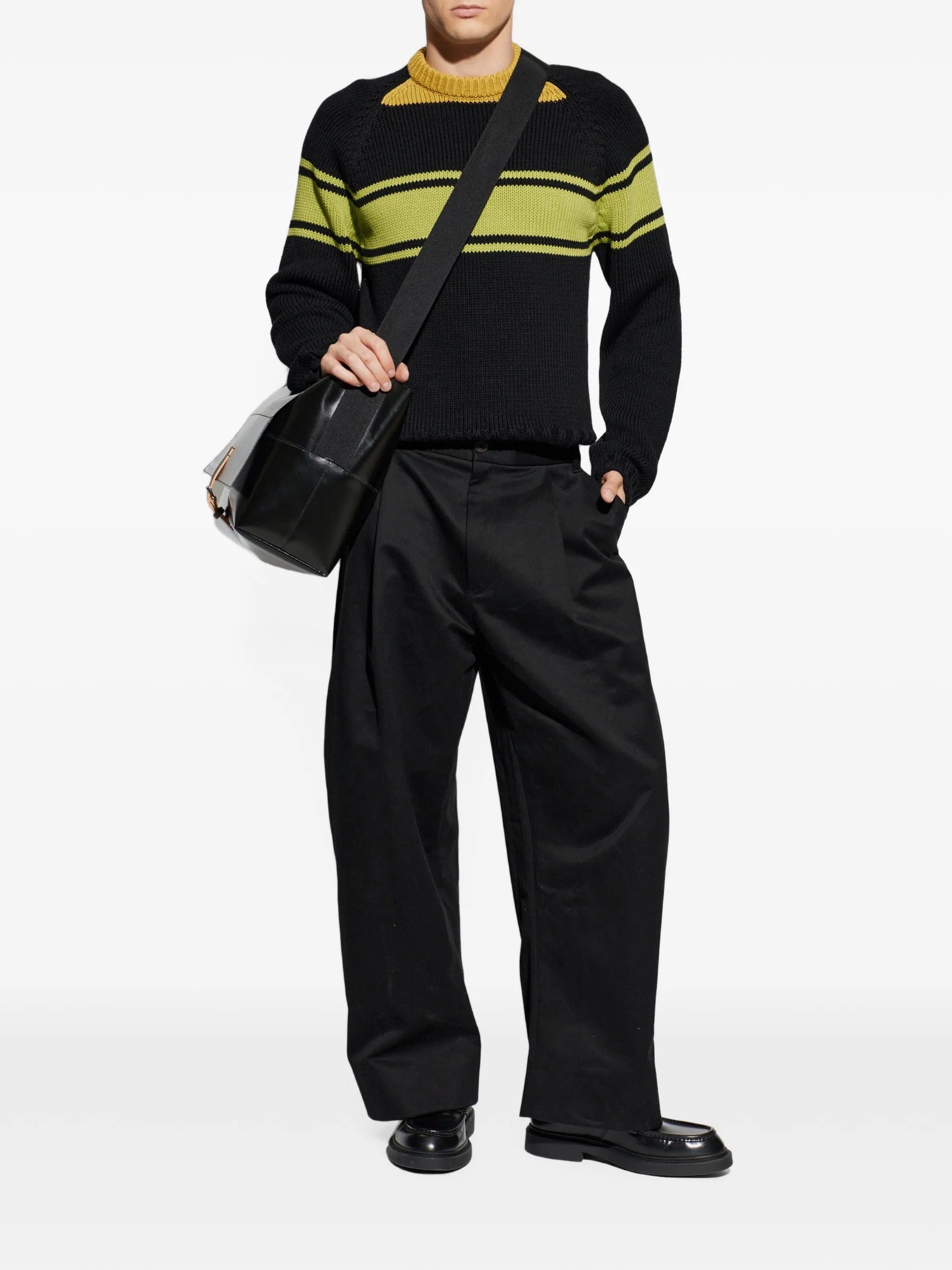 Marni striped logo - patch sweater