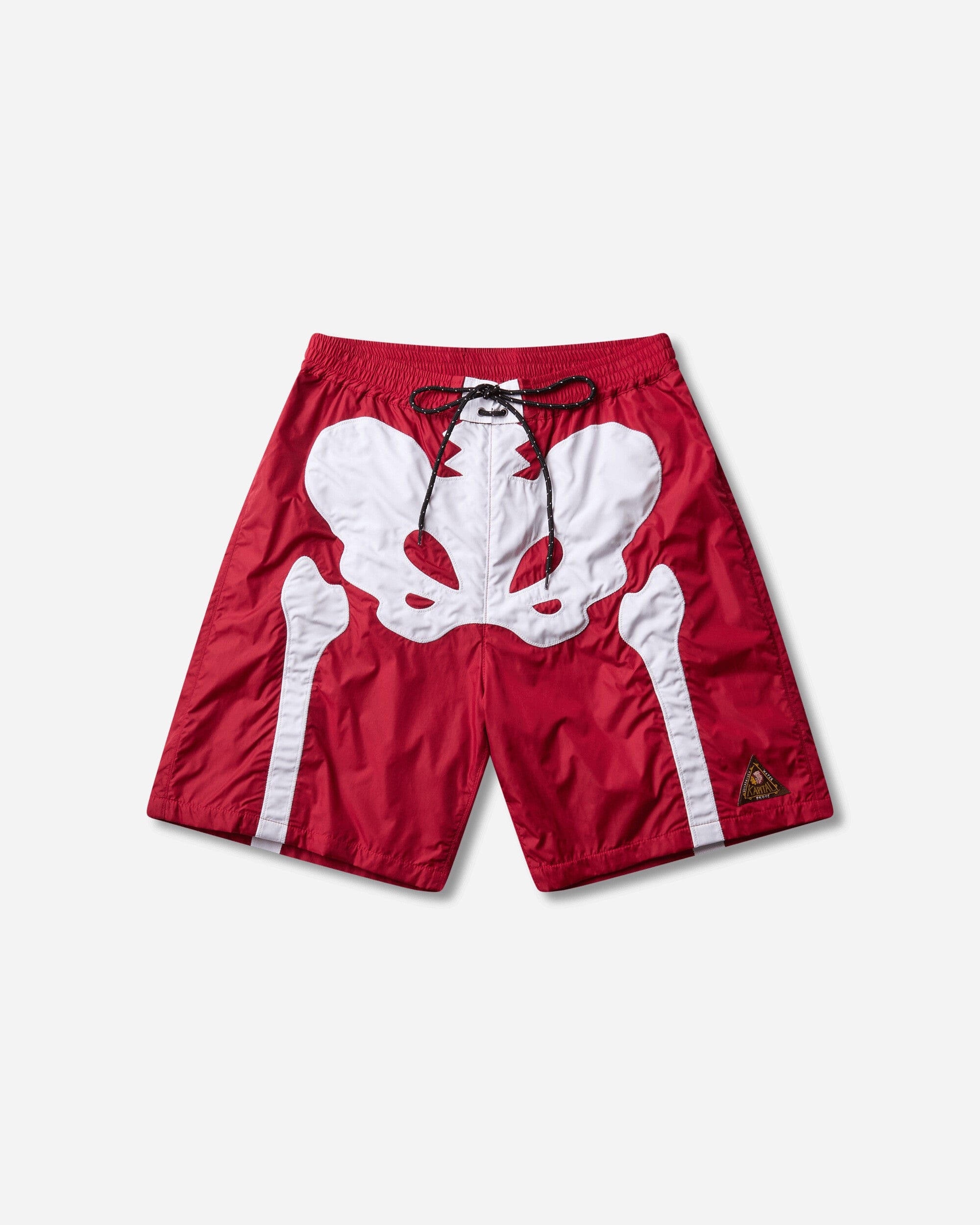 Kapital Men's Nylon Bone Swim Trunks Red