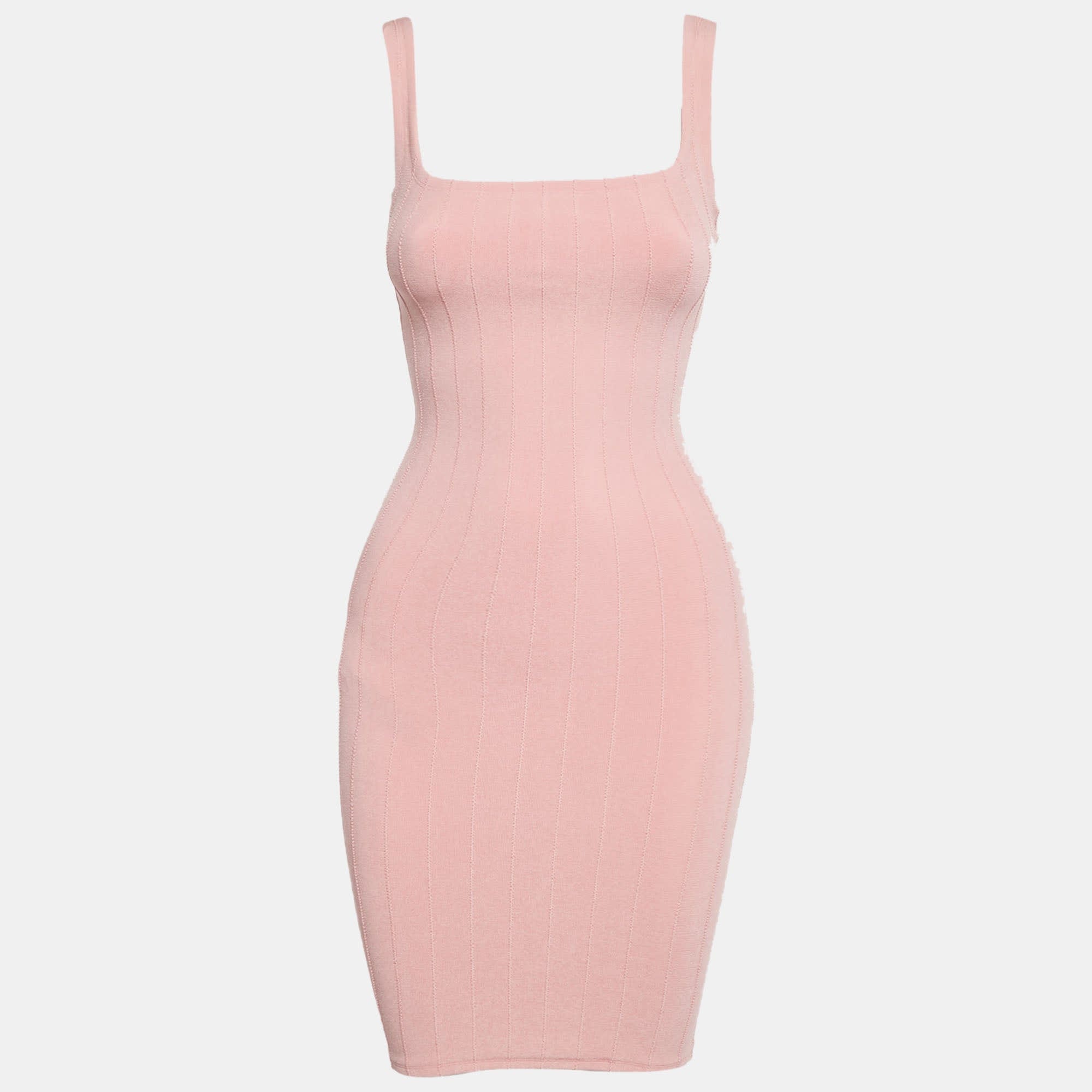 Hunza G Pink Stretch Knit Nile Mini Dress