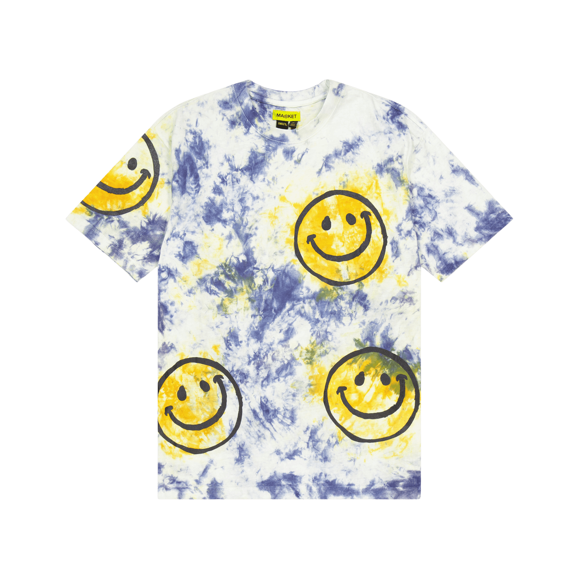 Market Smiley Sun Dye T-Shirt Yellow Blue Tie - dye
