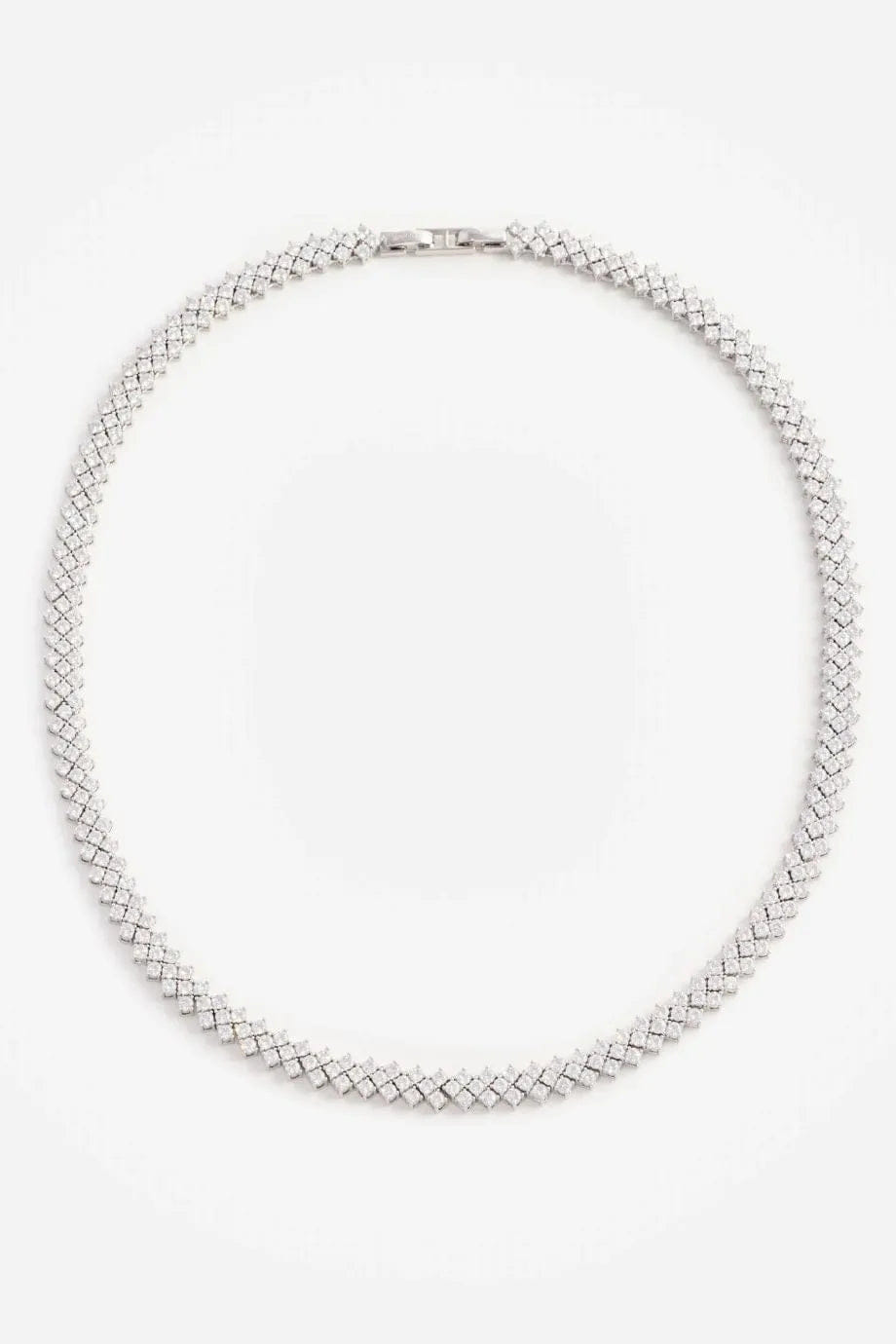 Self Portrait Crystal Necklace in Silver