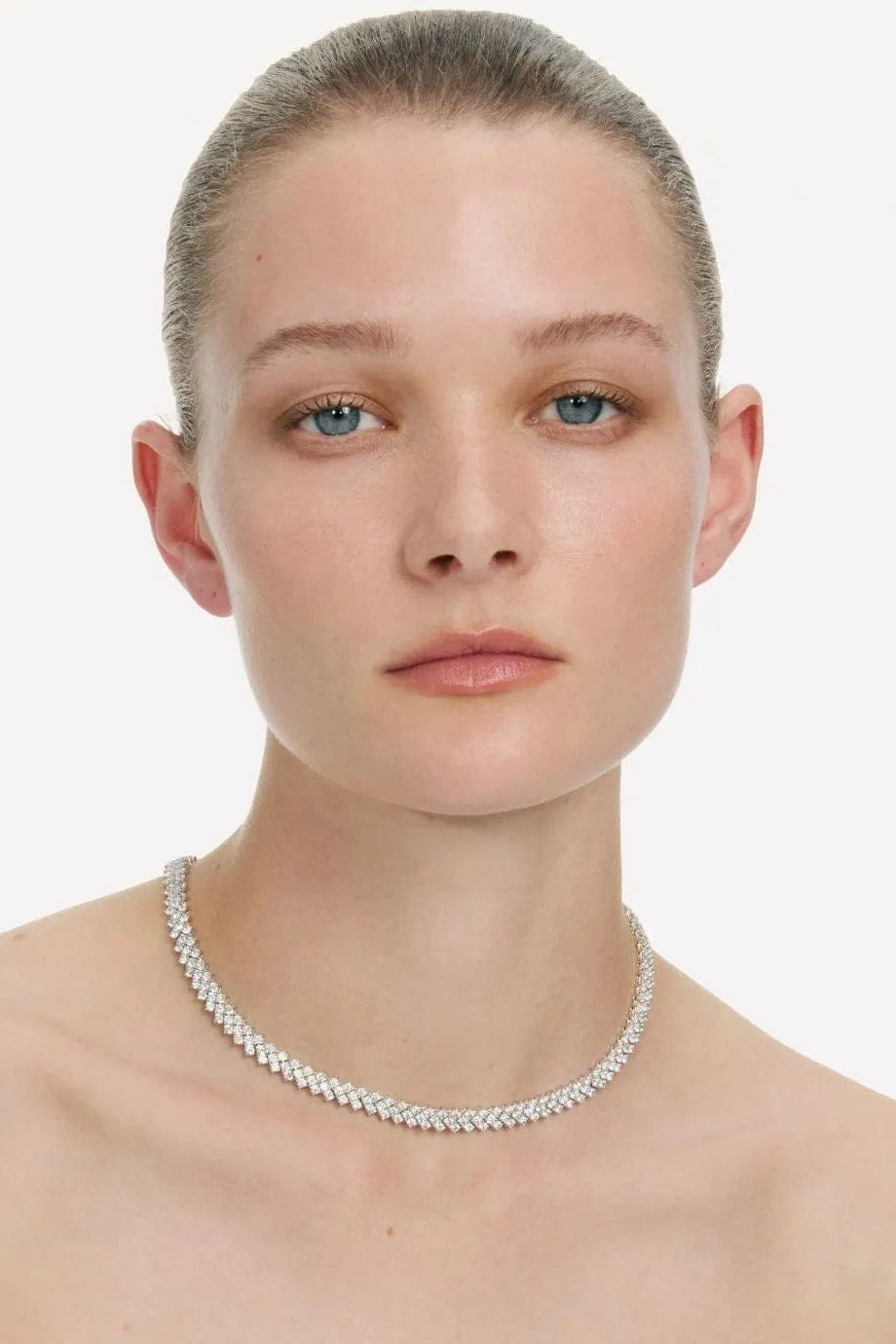 Self Portrait Crystal Necklace in Silver