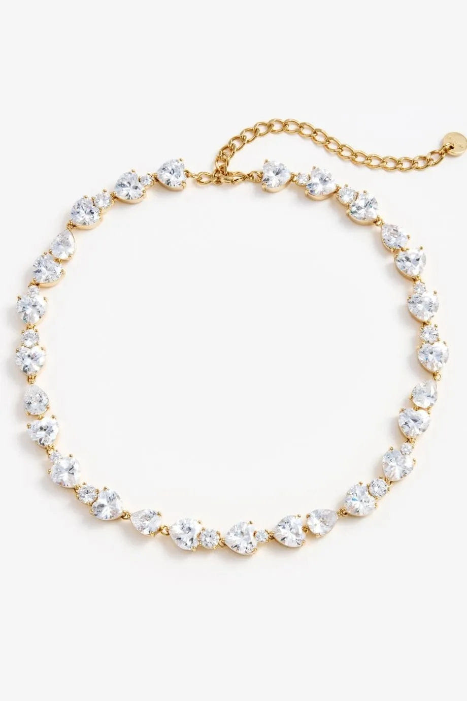 Self Portrait Heart Crystal Necklace in Gold