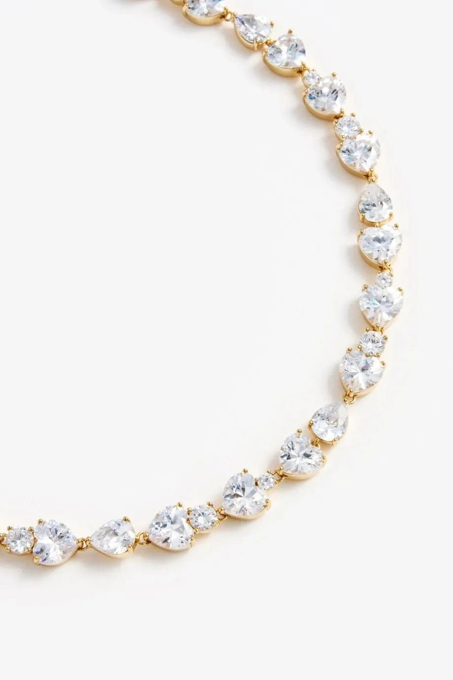 Self Portrait Heart Crystal Necklace in Gold