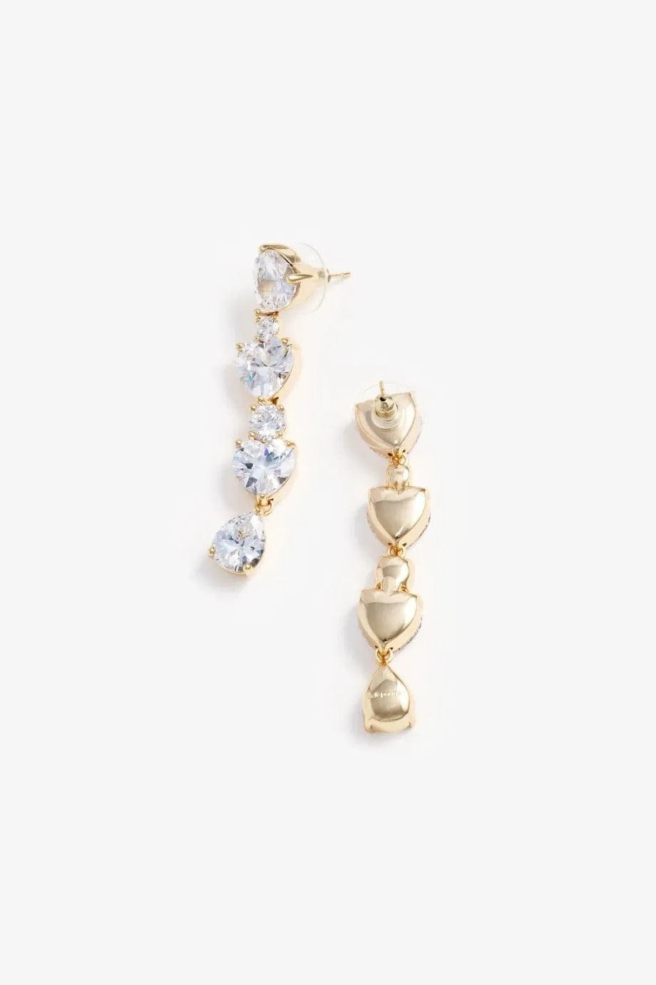 Self Portrait Heart Crystal Tiered Earrings in Gold
