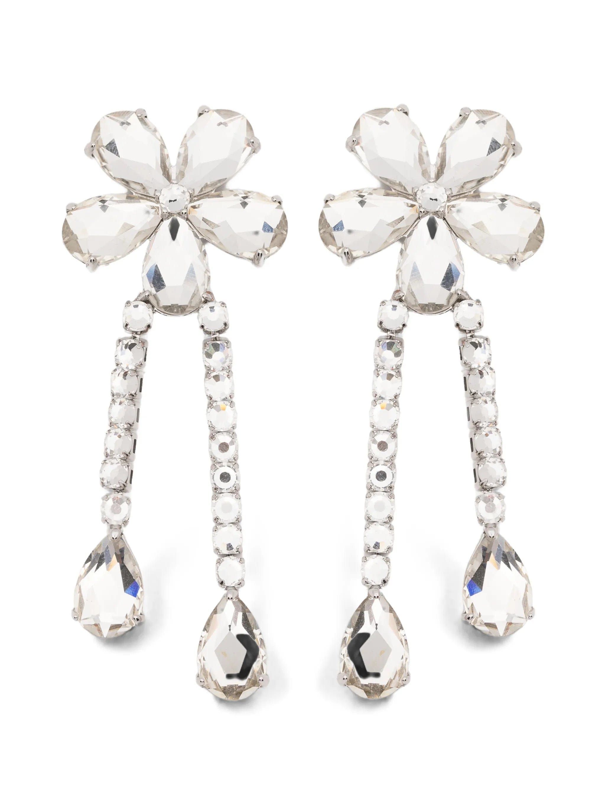 Self-Portrait crystal - flower droplet earrings