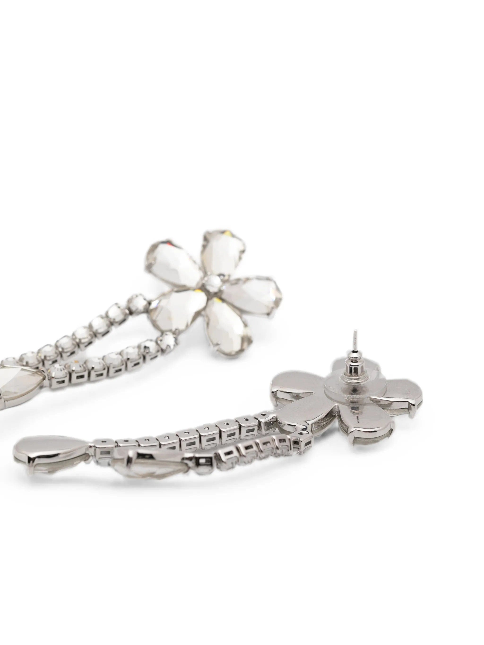 Self-Portrait crystal - flower droplet earrings