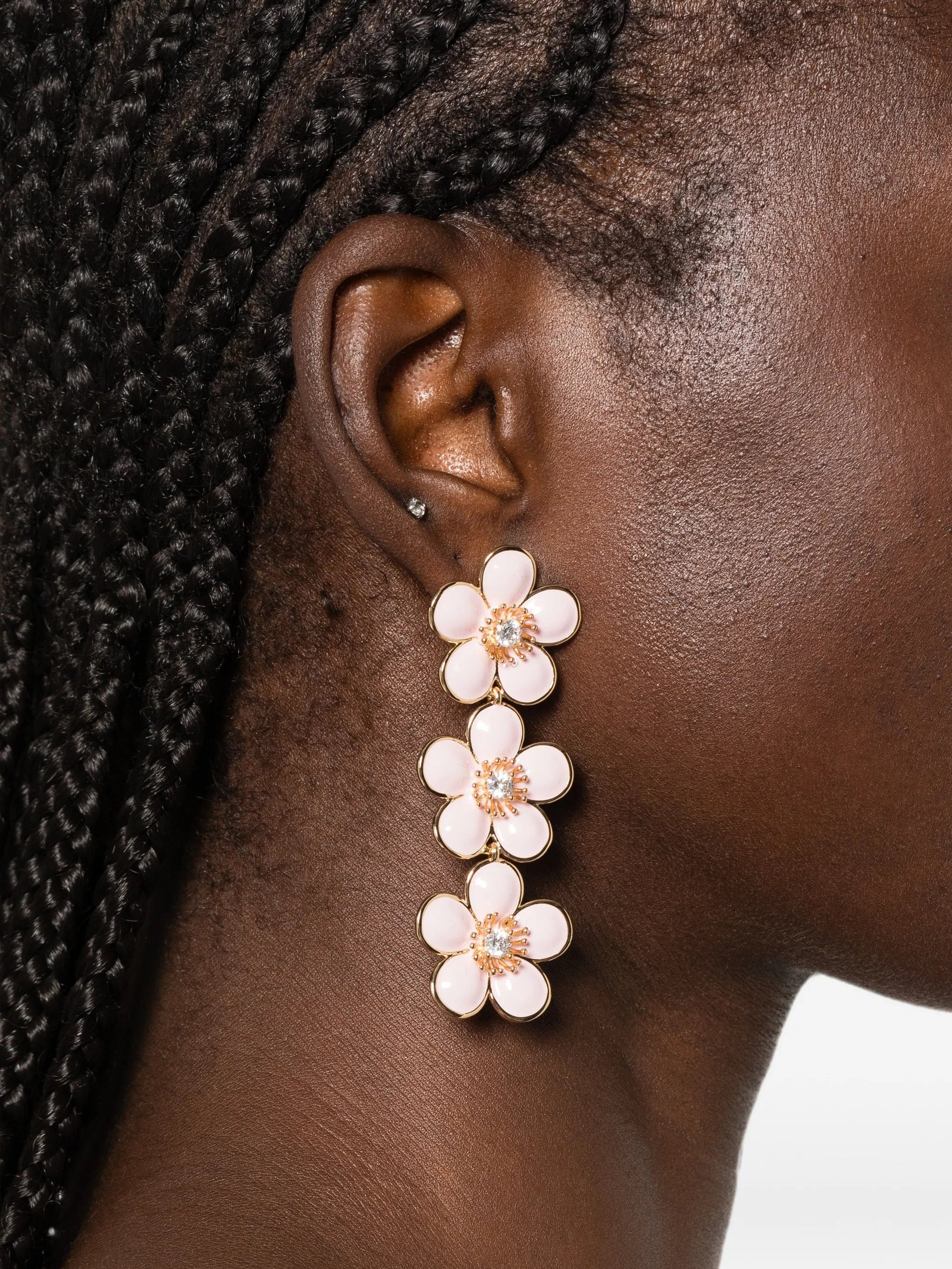 Self-Portrait enamel - flower tiered earrings